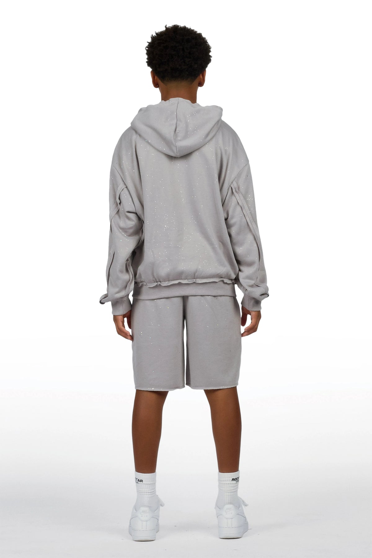 Boys Akila Grey Glitz Hoodie Double Waisted Short Set