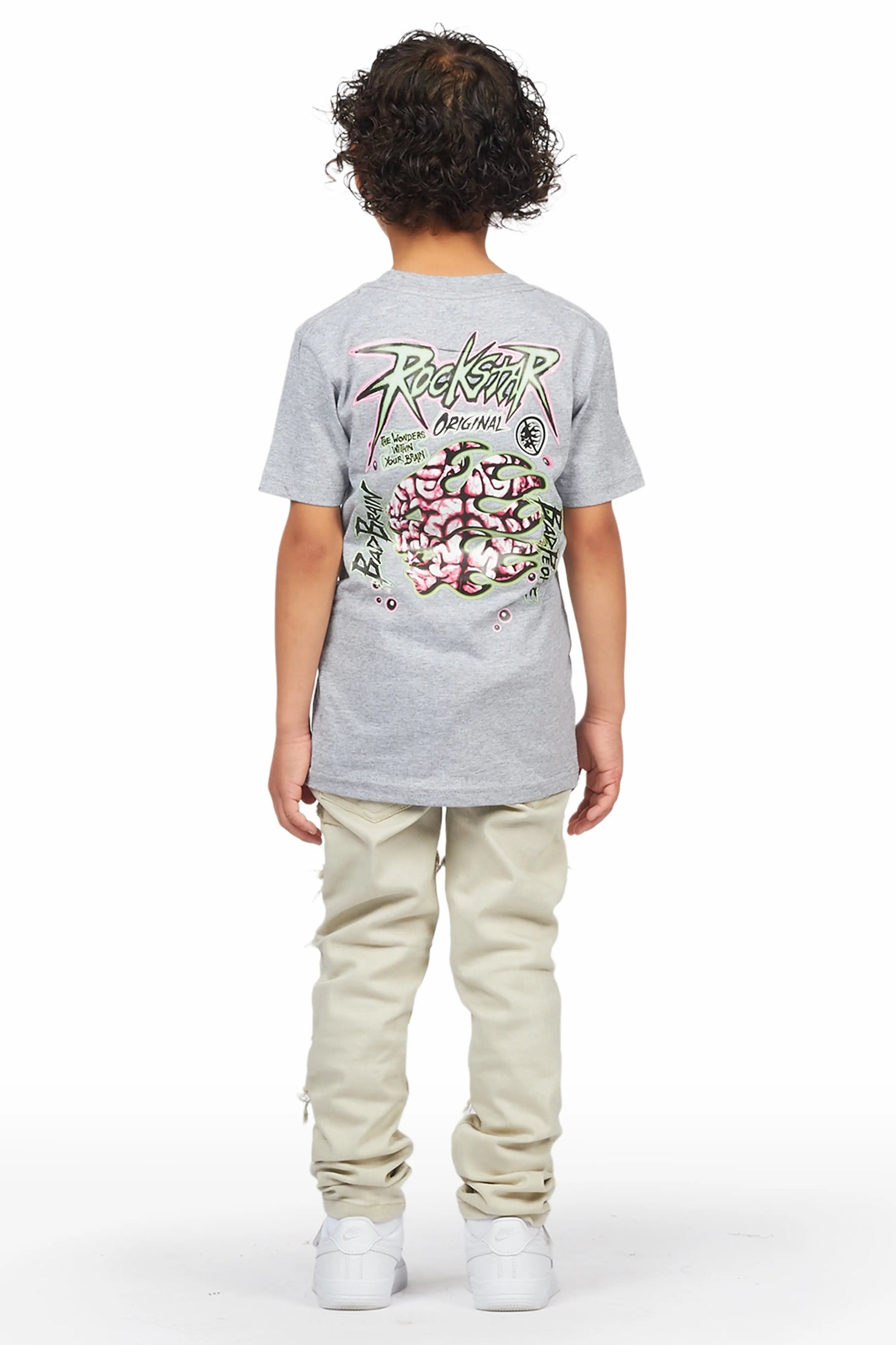 Boys Maghi Grey T-Shirt/Frayed Jean Set