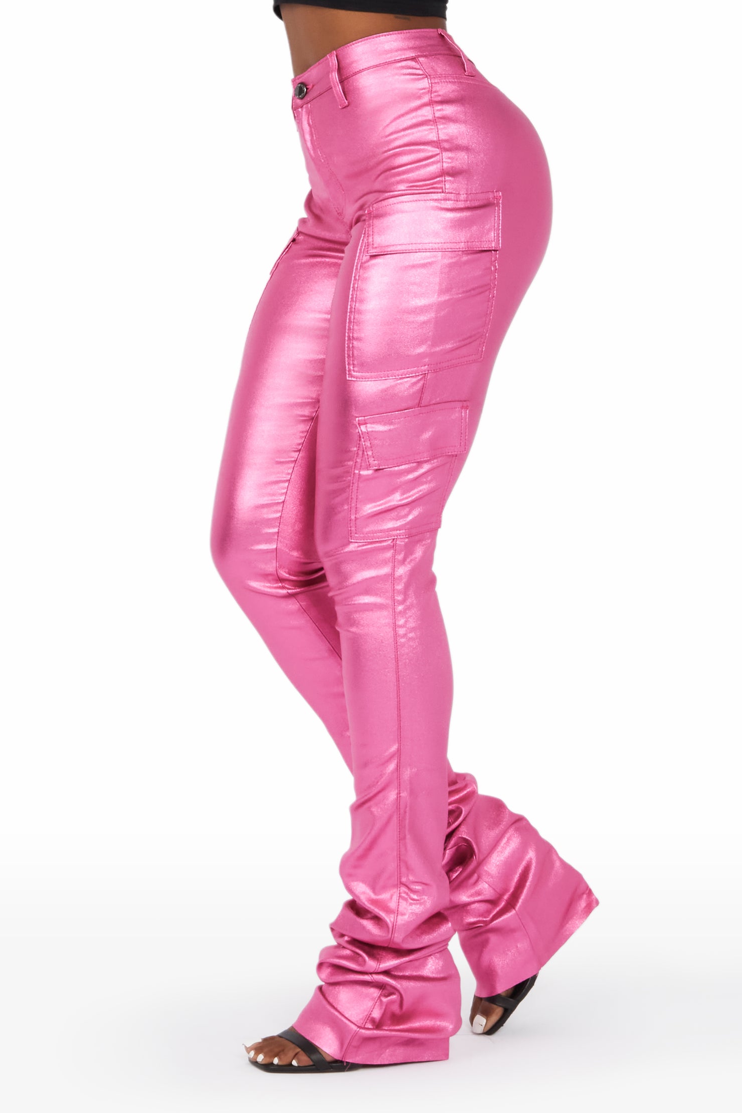 Vixen Metallic Dark Pink Cargo Super Stacked Pant