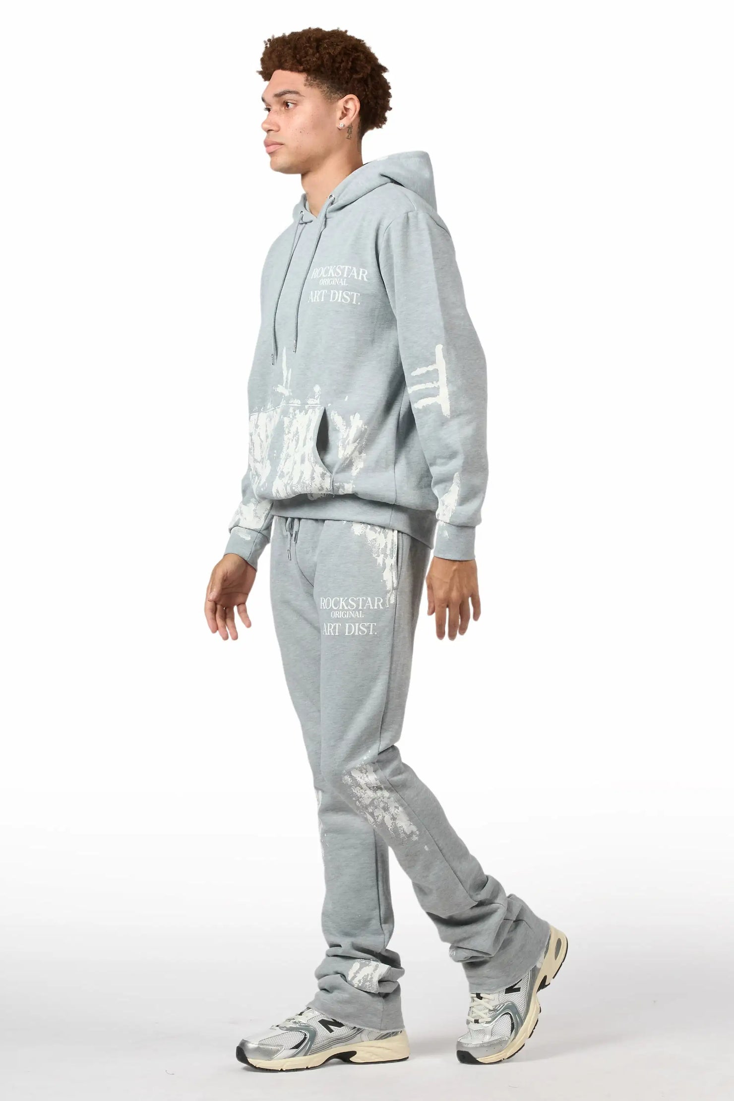 Filip Heather Grey Hoodie/Stacked Pant Track Set