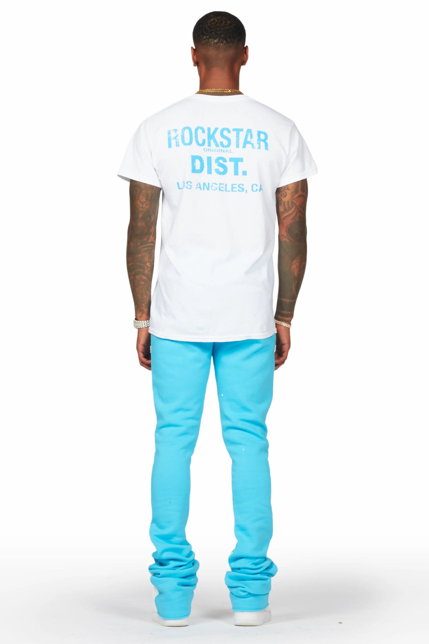 Taber Blue Super Stacked Flare Track Pant