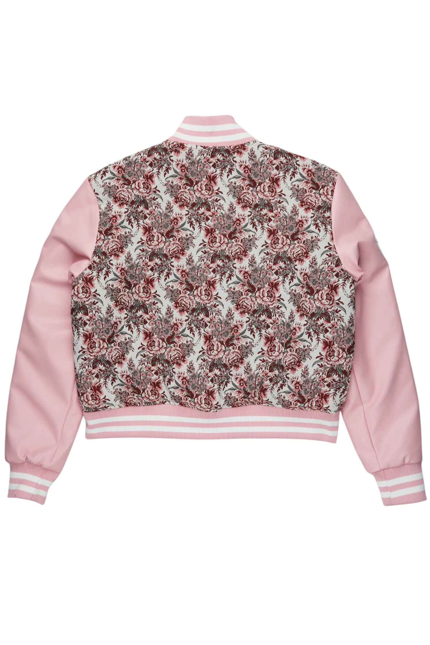 Lakiela Pink Oversized Tapestry Varsity Jacket