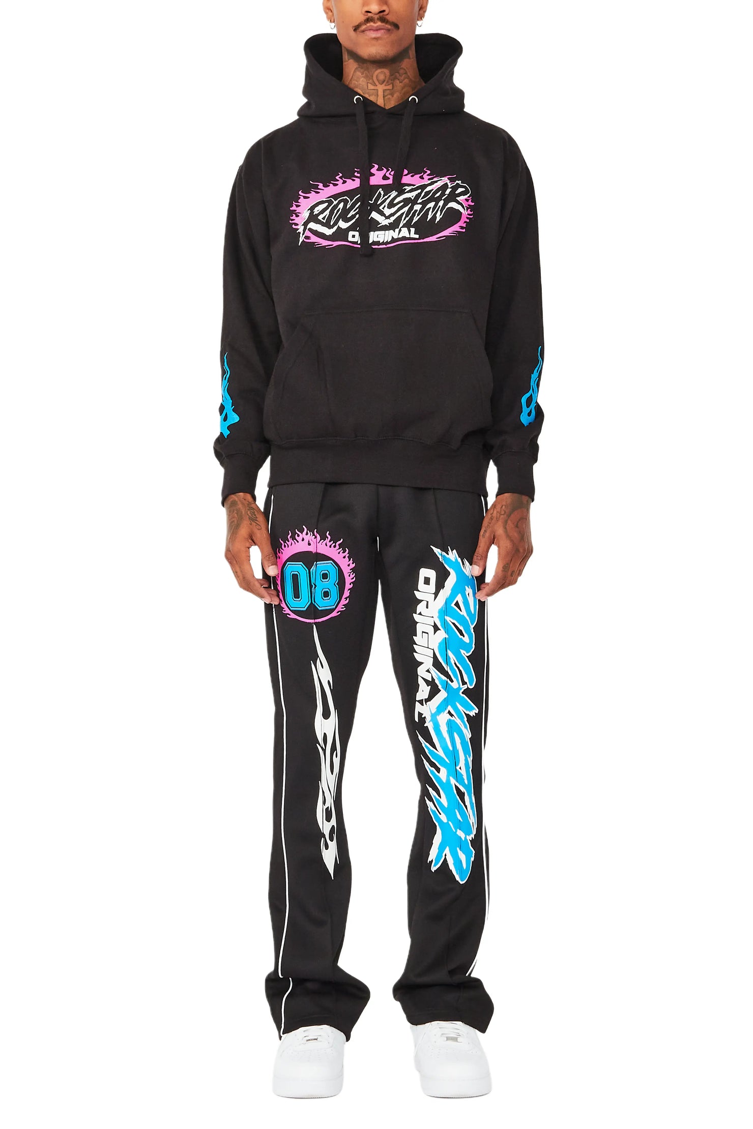 Draven Black Graphic Hoodie Track Set