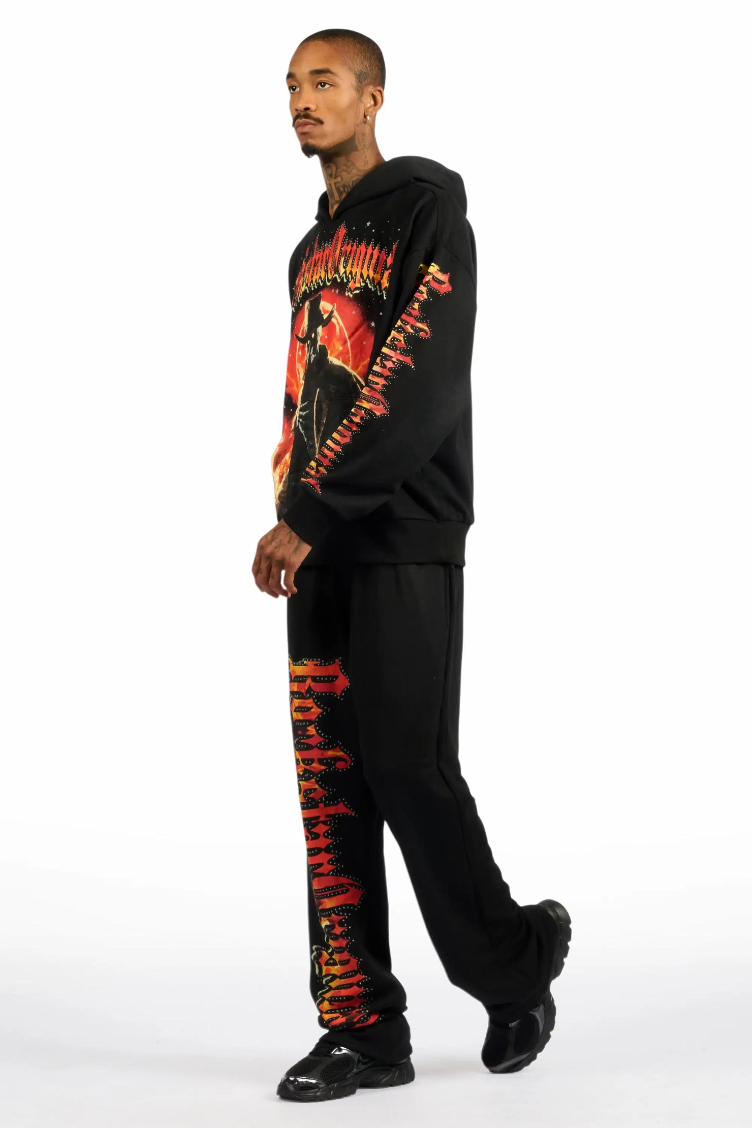 Lexx Black Hoodie/Baggy Pant Track Set