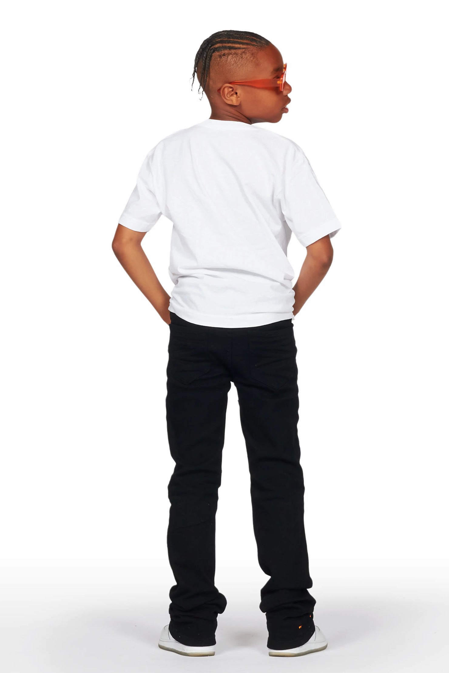 Boys Quest White T-Shirt/Stacked Flare Jean Set