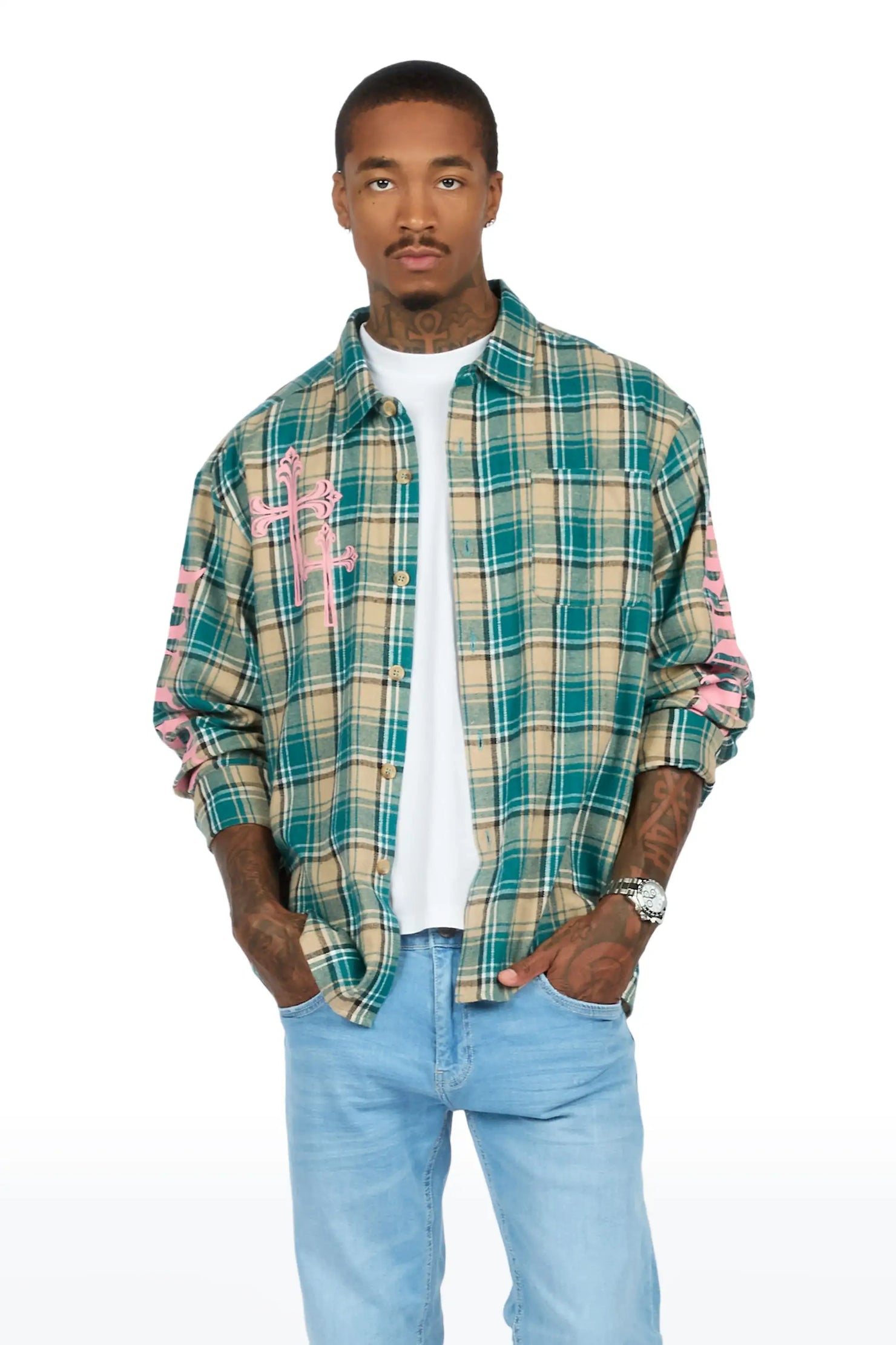 Helder Green Flannel Long Sleeve Shirt