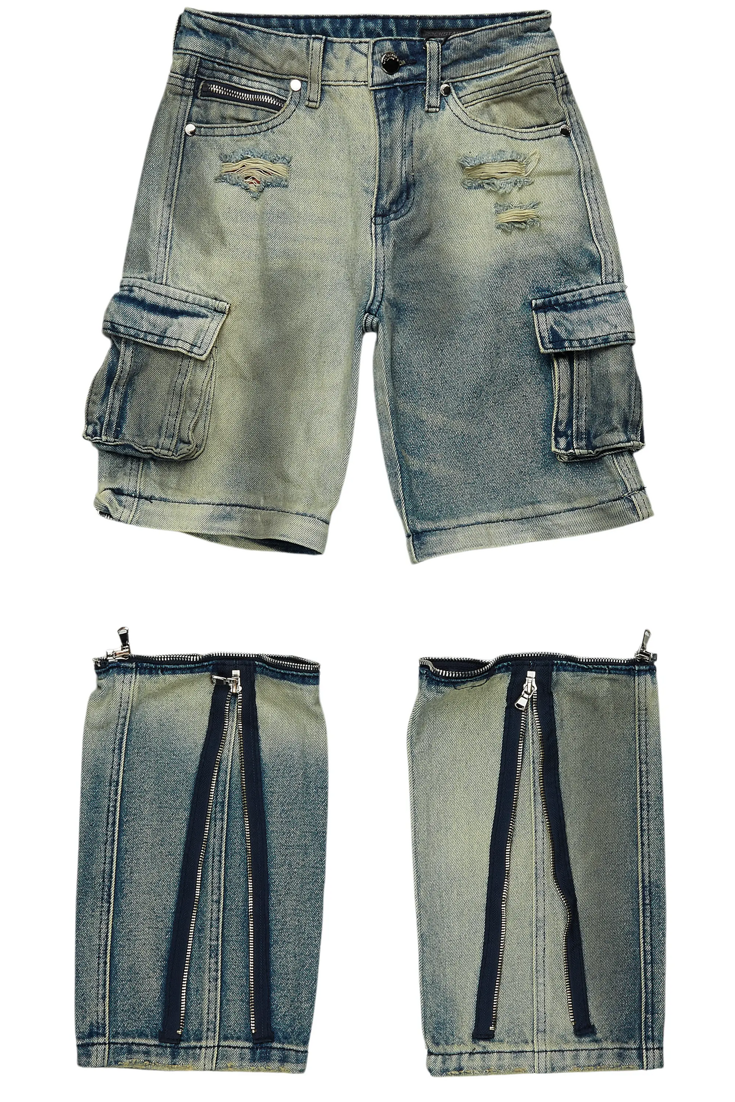 Rupert Vintage Blue Baggy Fit Zip Off Jean