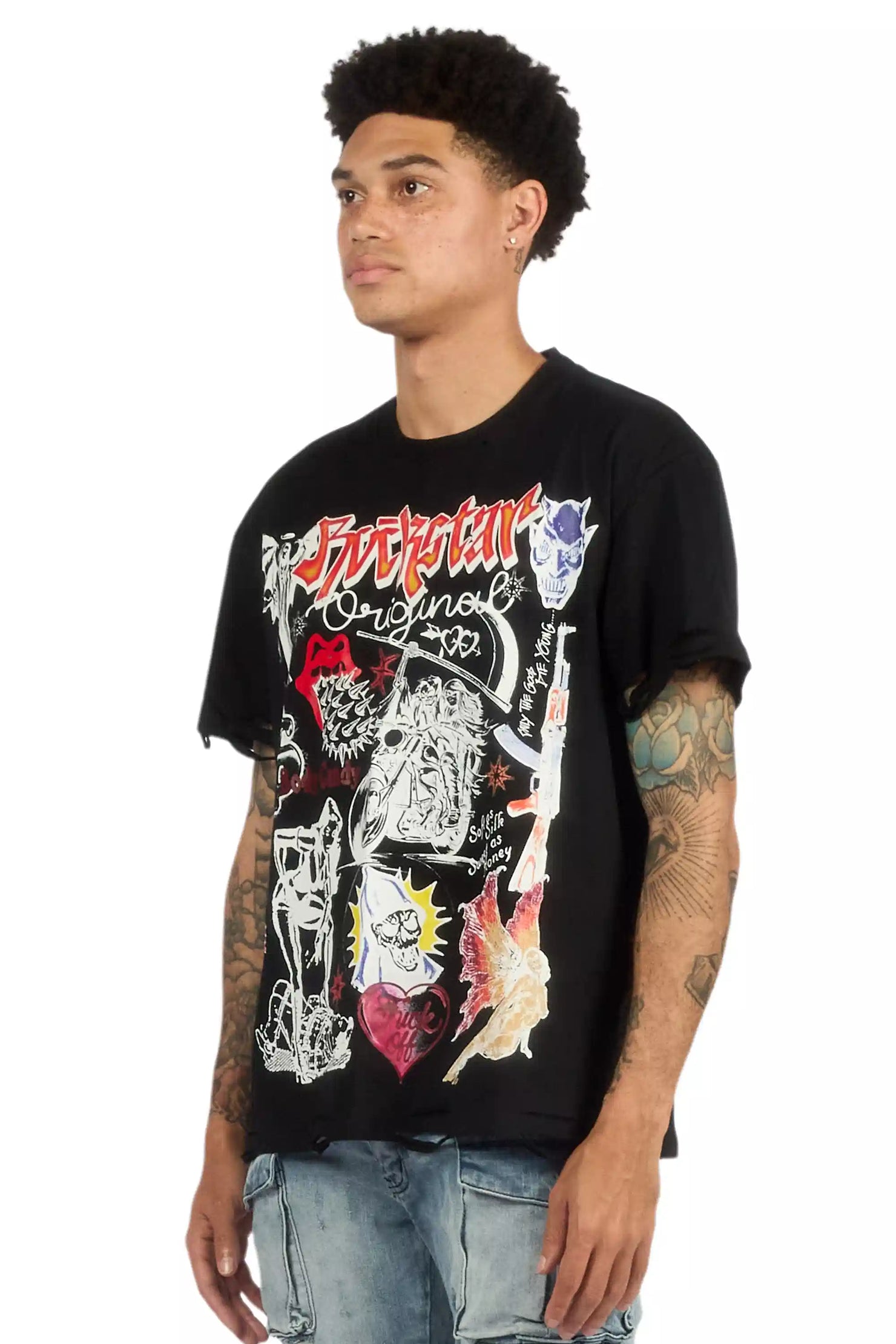 Shootah Black Oversized Graphic T-Shirt