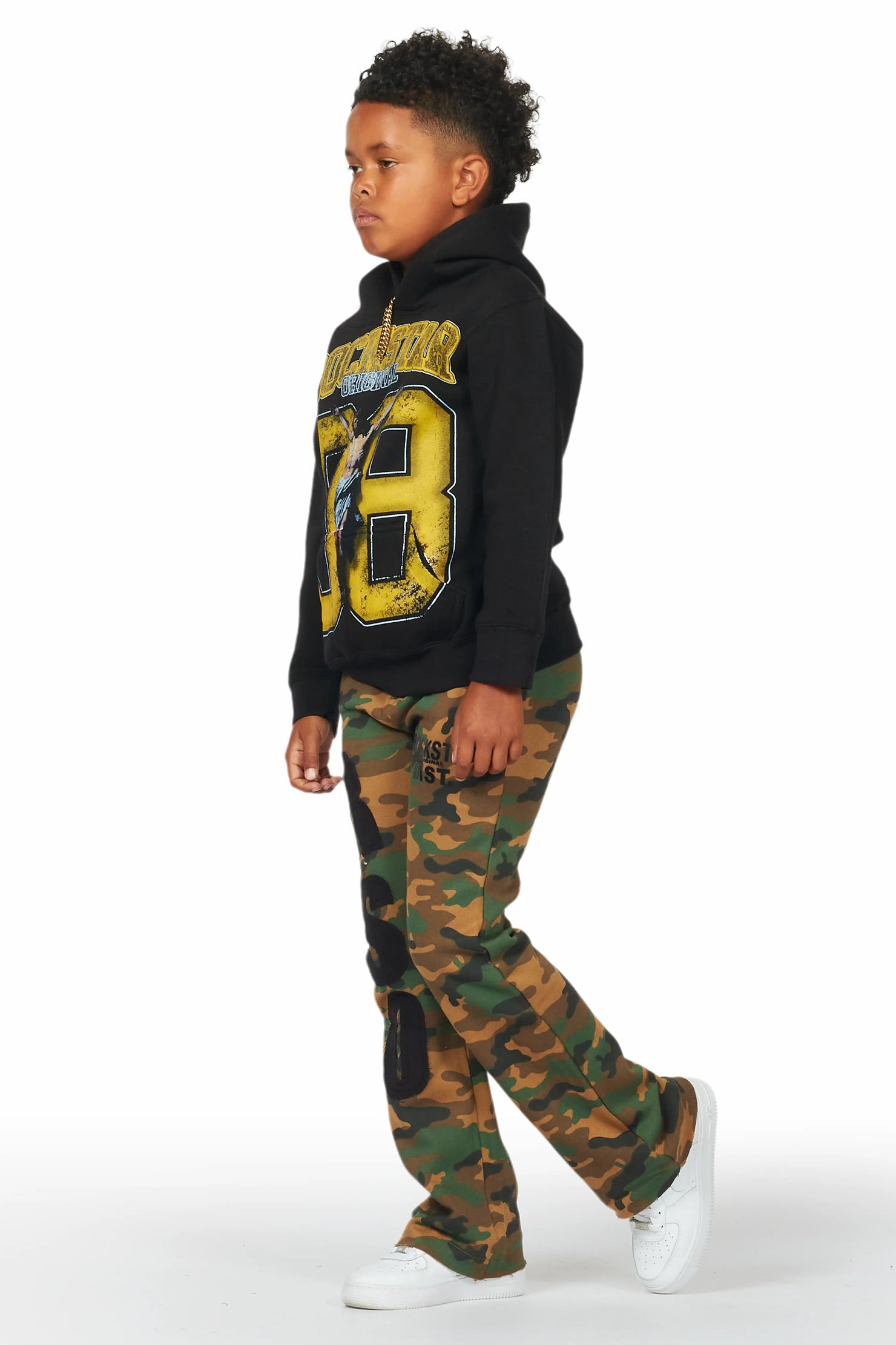 Boys Bansi Faded Camo Stacked Trackpant