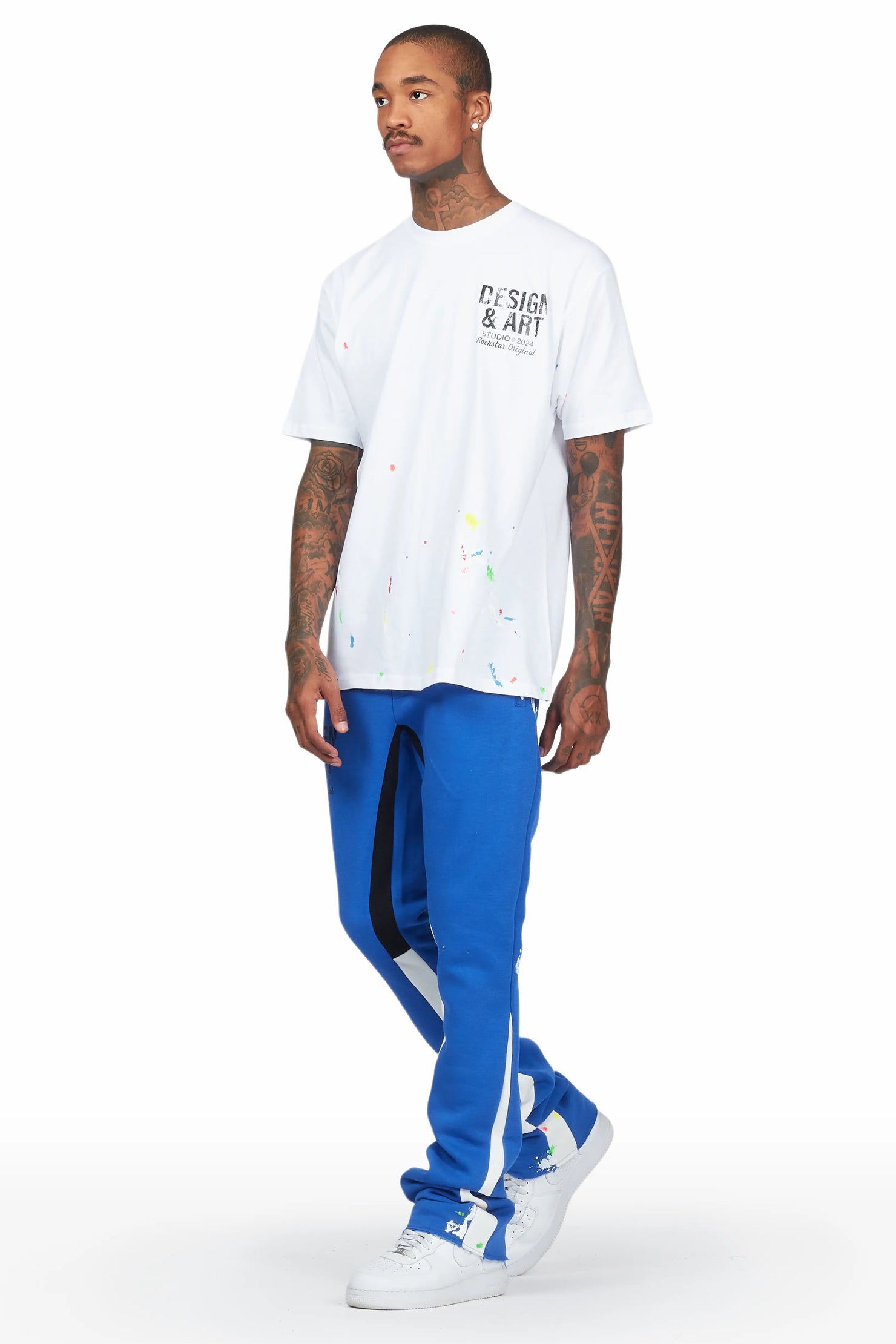 Mancha White/Blue T-Shirt Stacked Flare Track Set