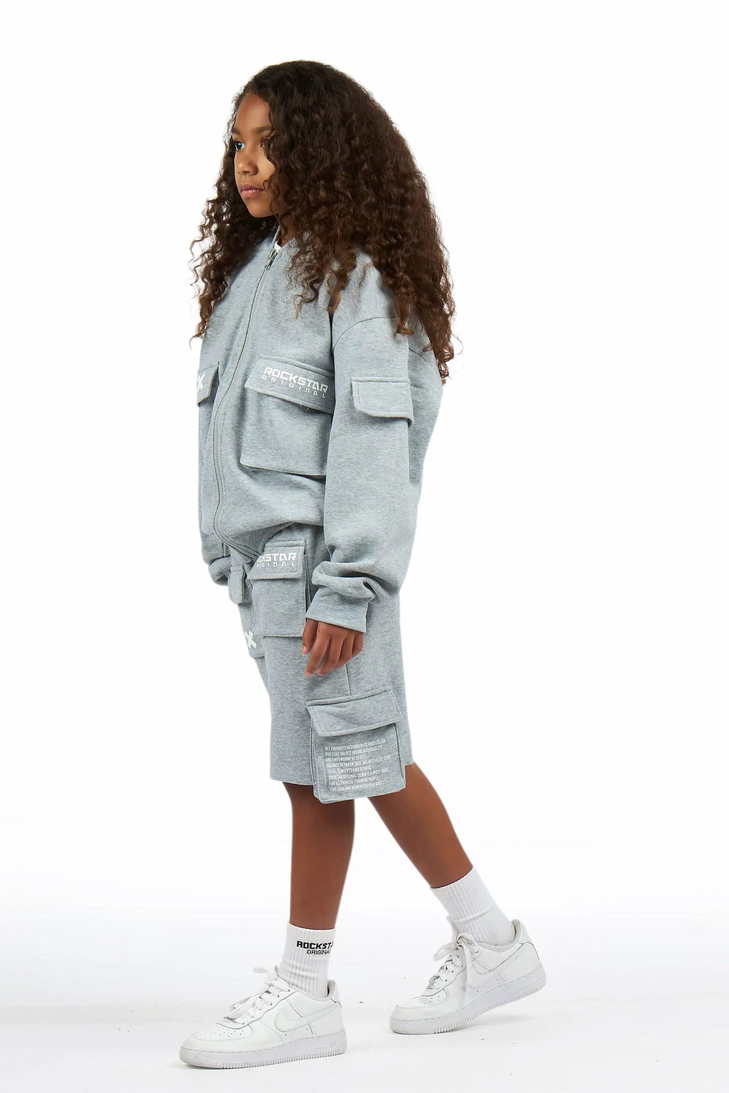 Girls Natanya Heather Grey Short Set