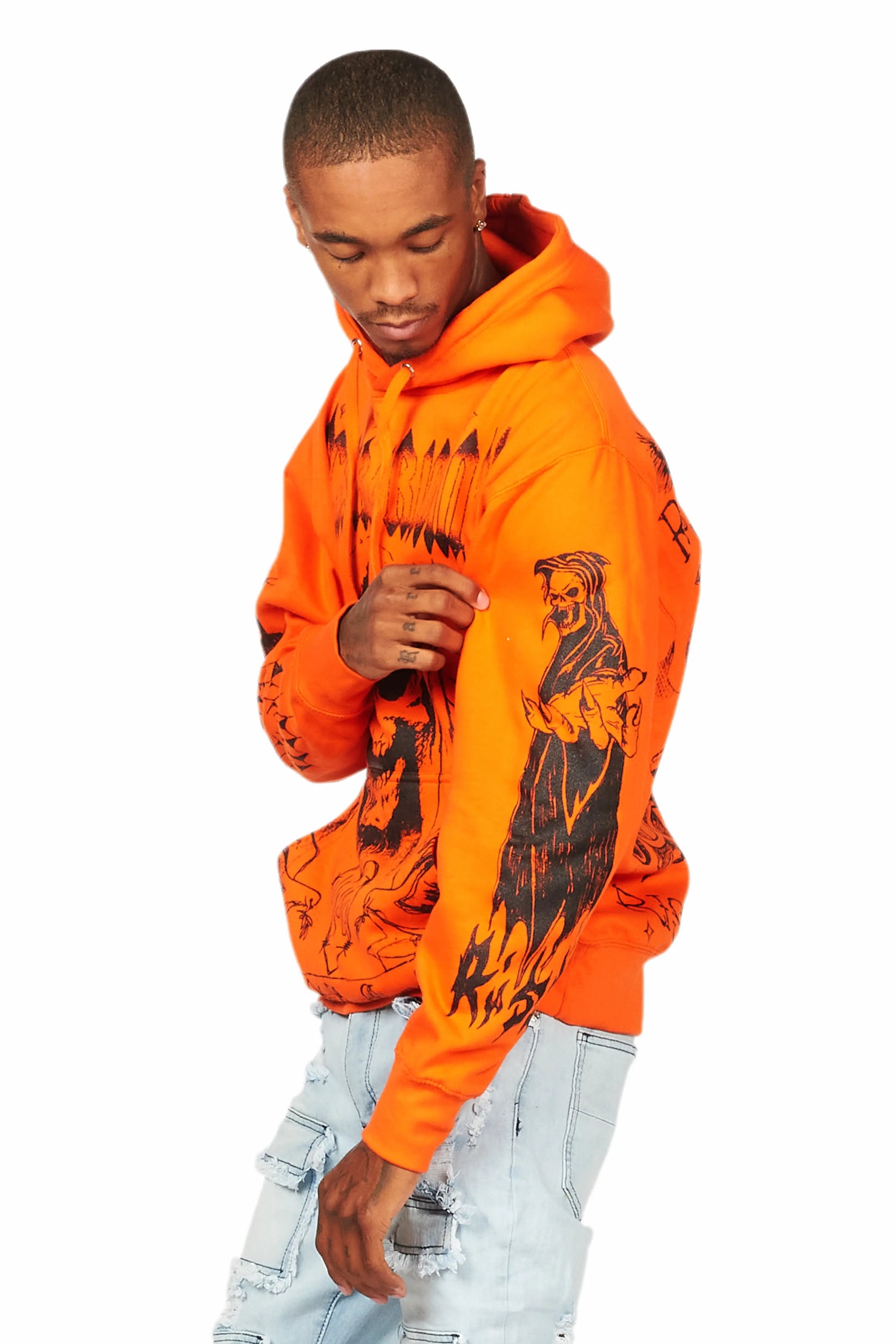 Pogboom Orange Graphic Hoodie