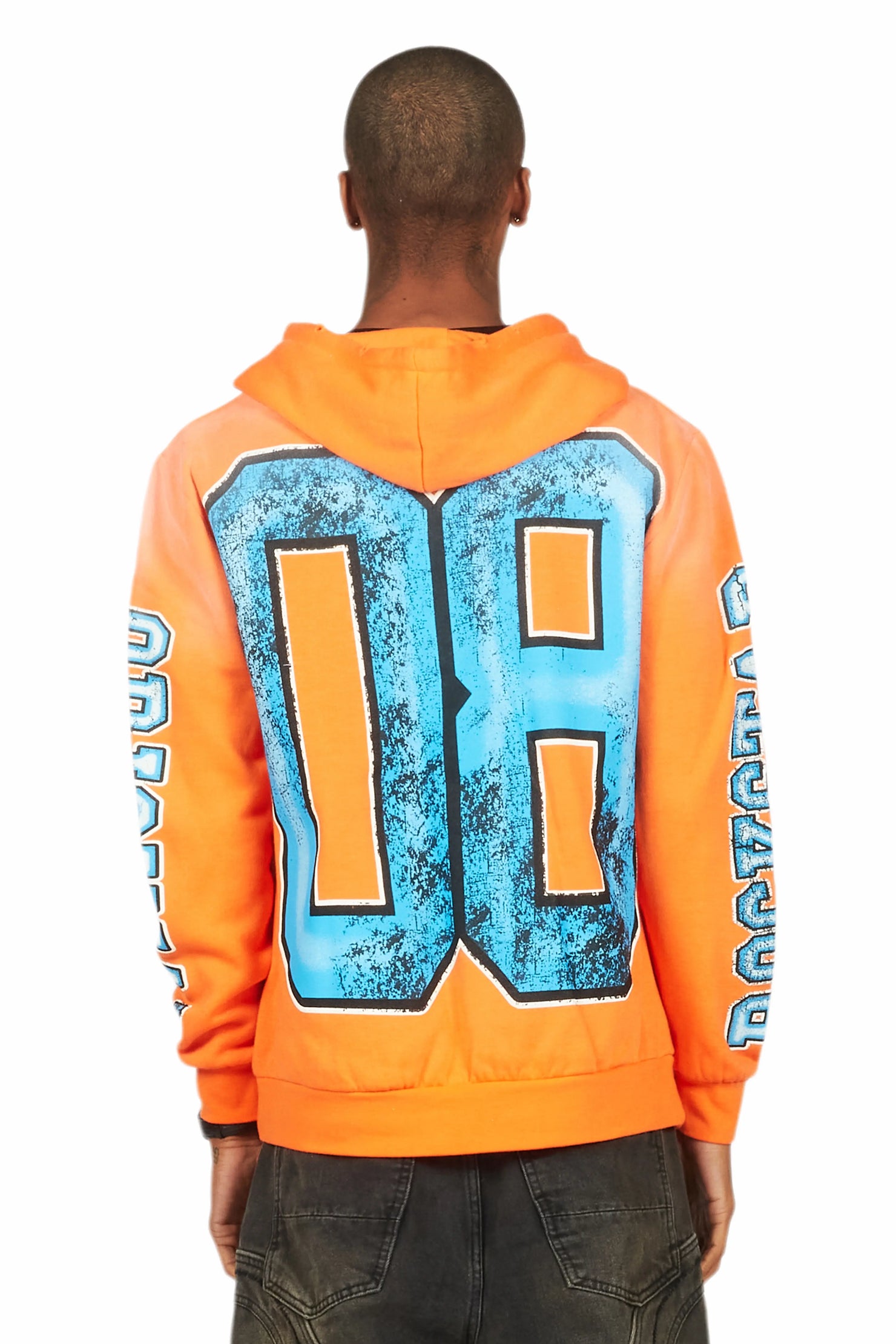 Fields Orange Distressed Graphic Hoodie