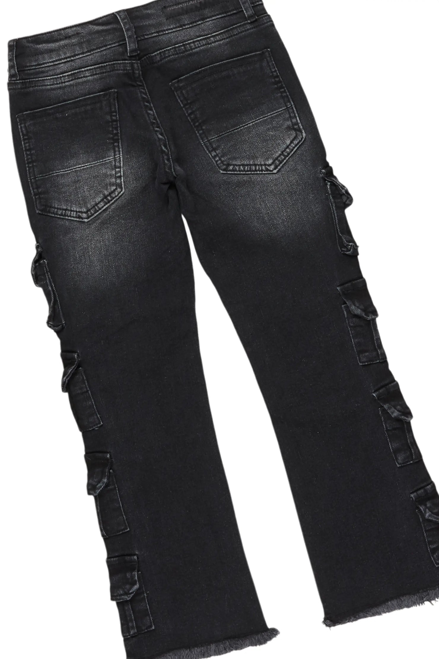 Boys Boaz Heather Grey/Black Hoodie/Stacked Flare Jean Set