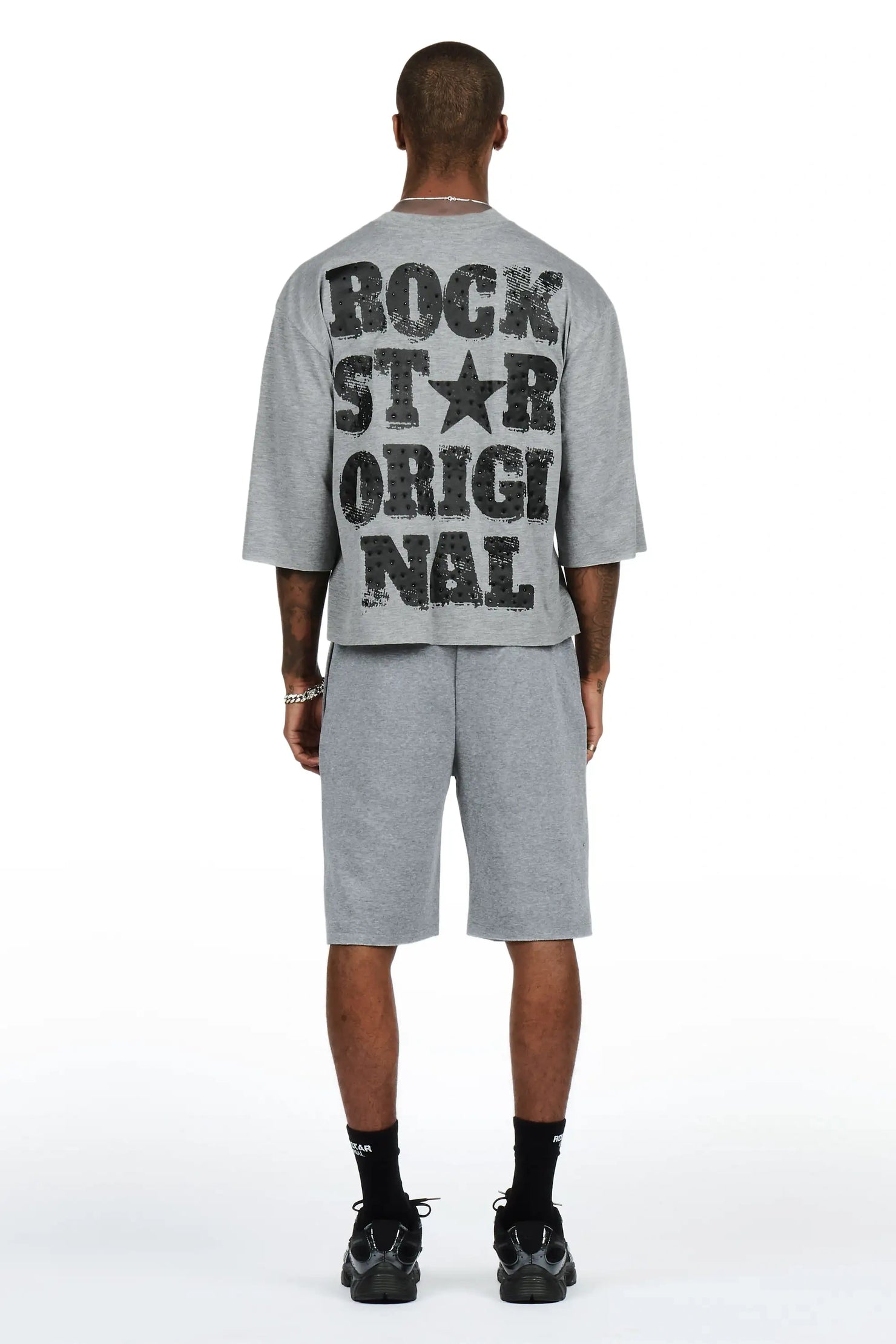 Dazzle Heather Grey Rhinestone T-Shirt/Short Set