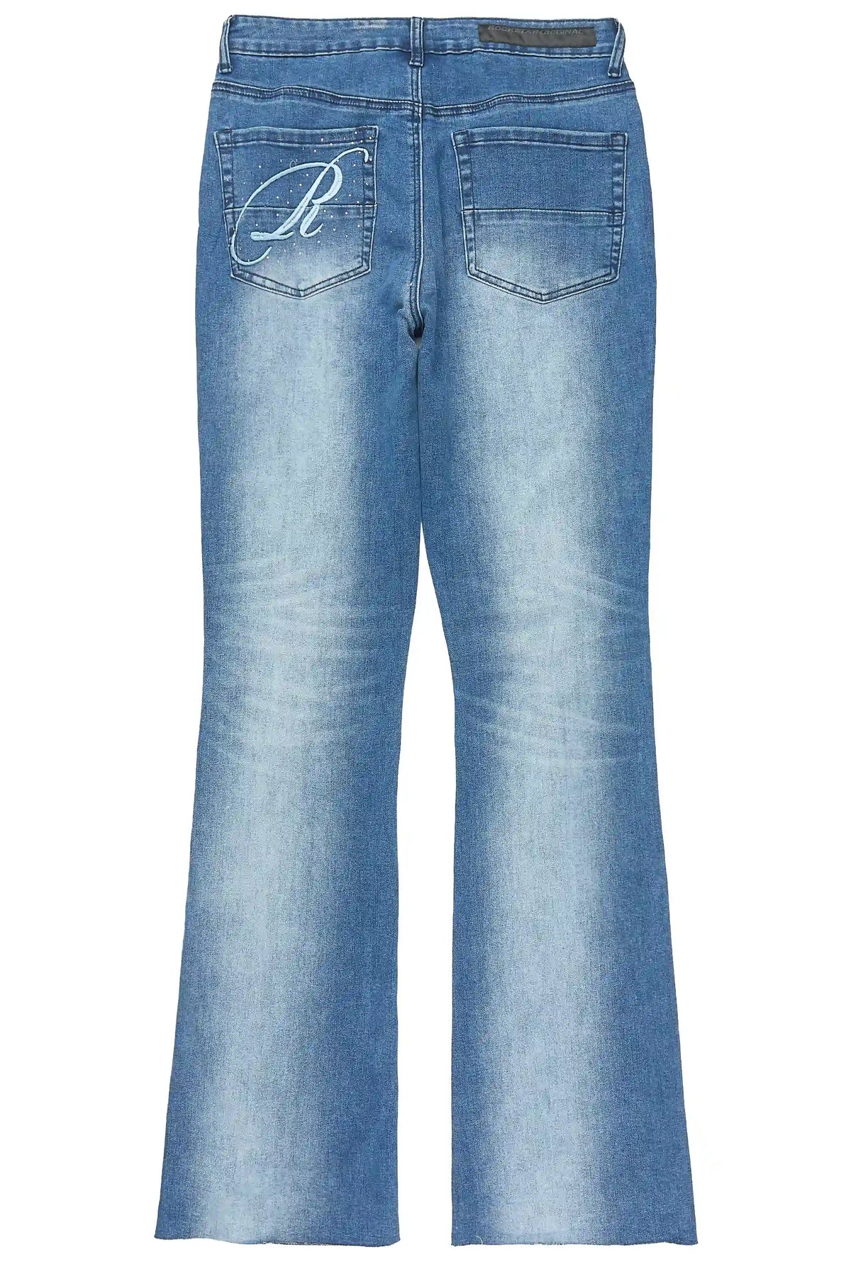 Calisa Med.Wash Rhinestone Stacked Flare Jean