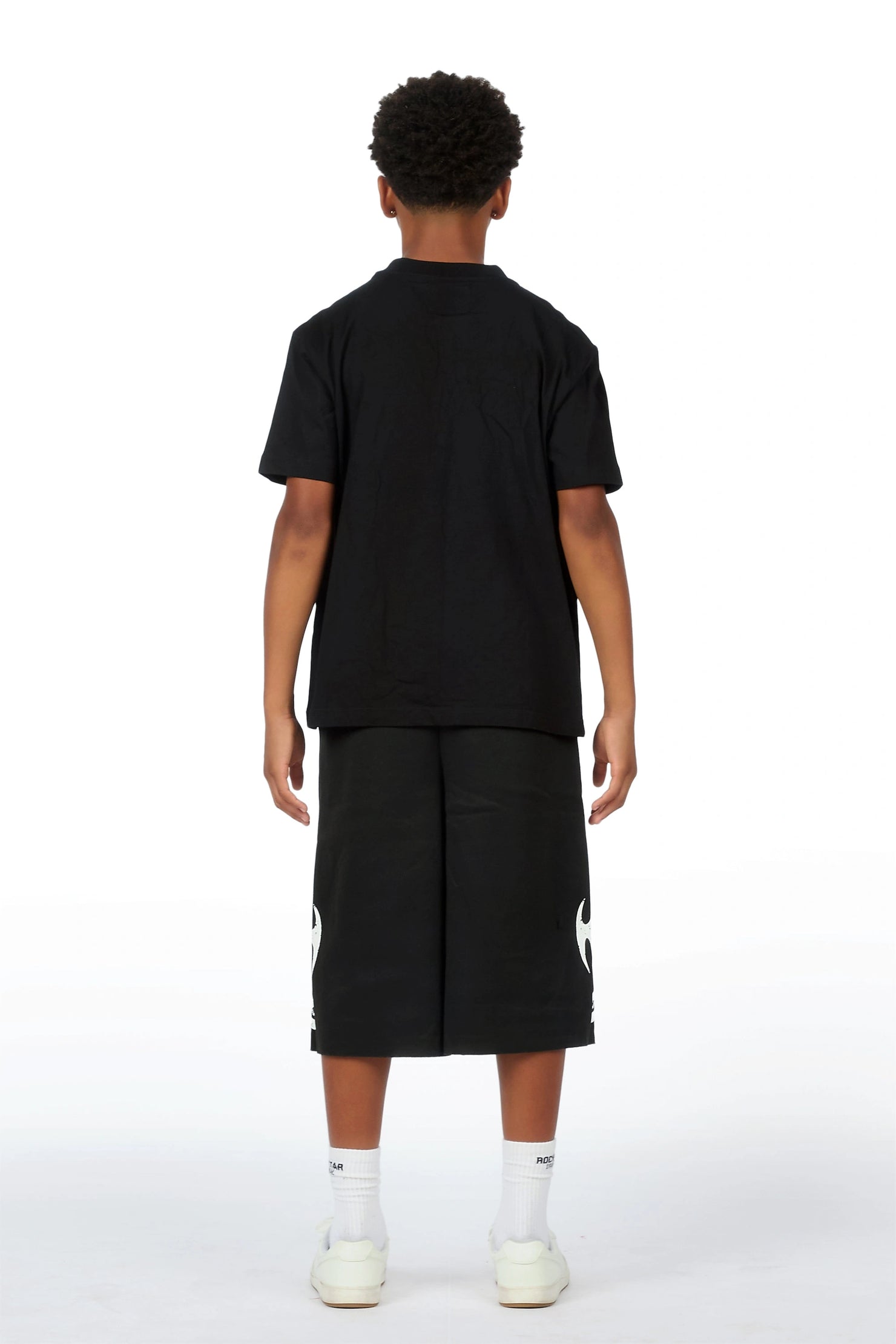 Boys Member Black Oversized T-Shirt/Short Set