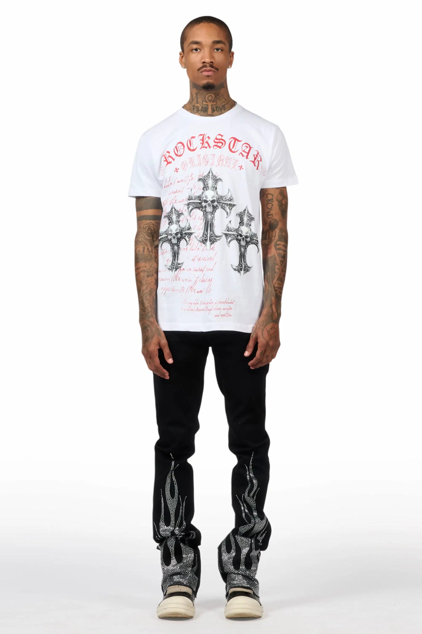Samba Black/Clear Rhinestone Stacked Flare Jean