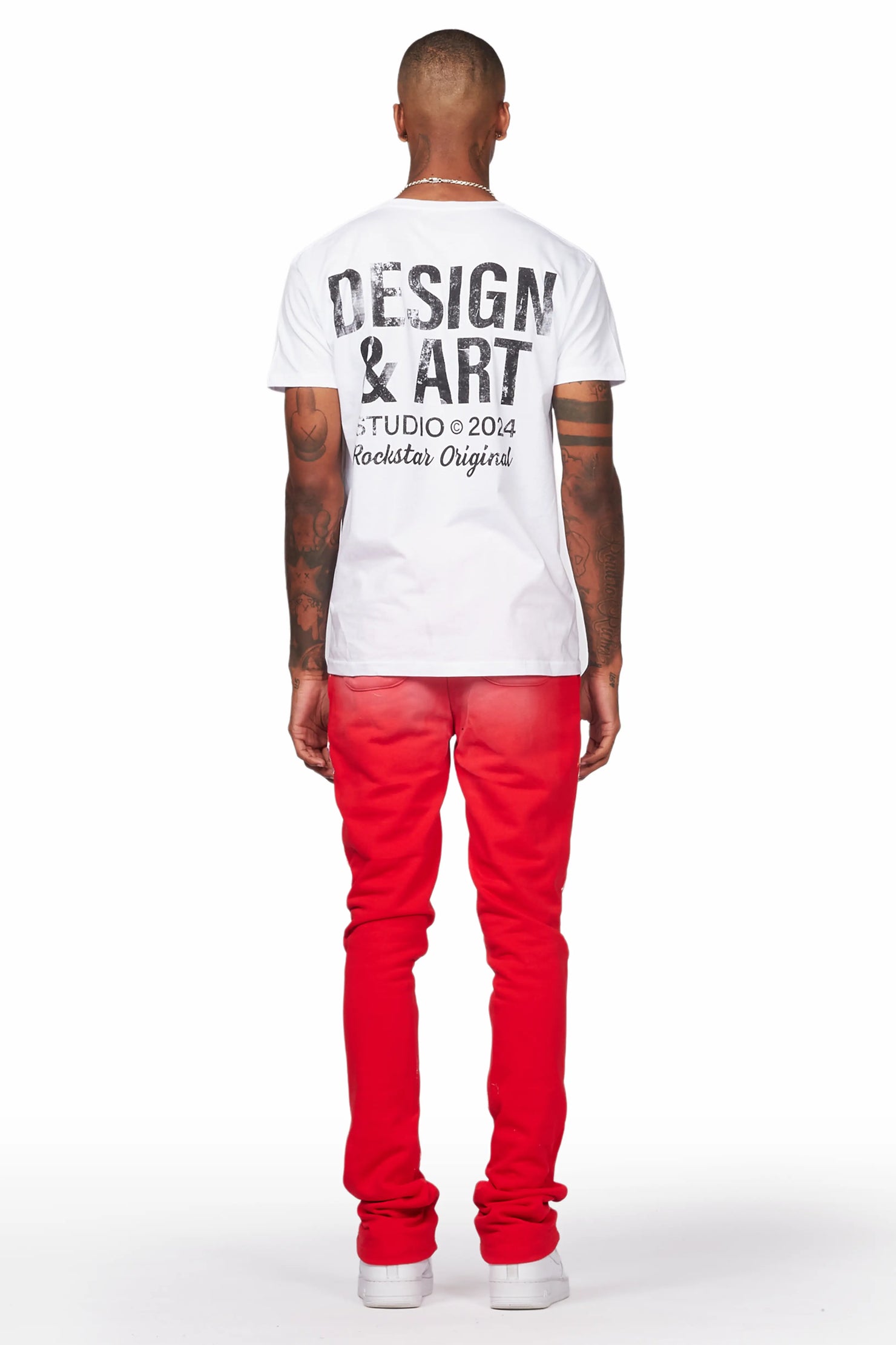 Patel Red Graphic Stacked Flare Pant