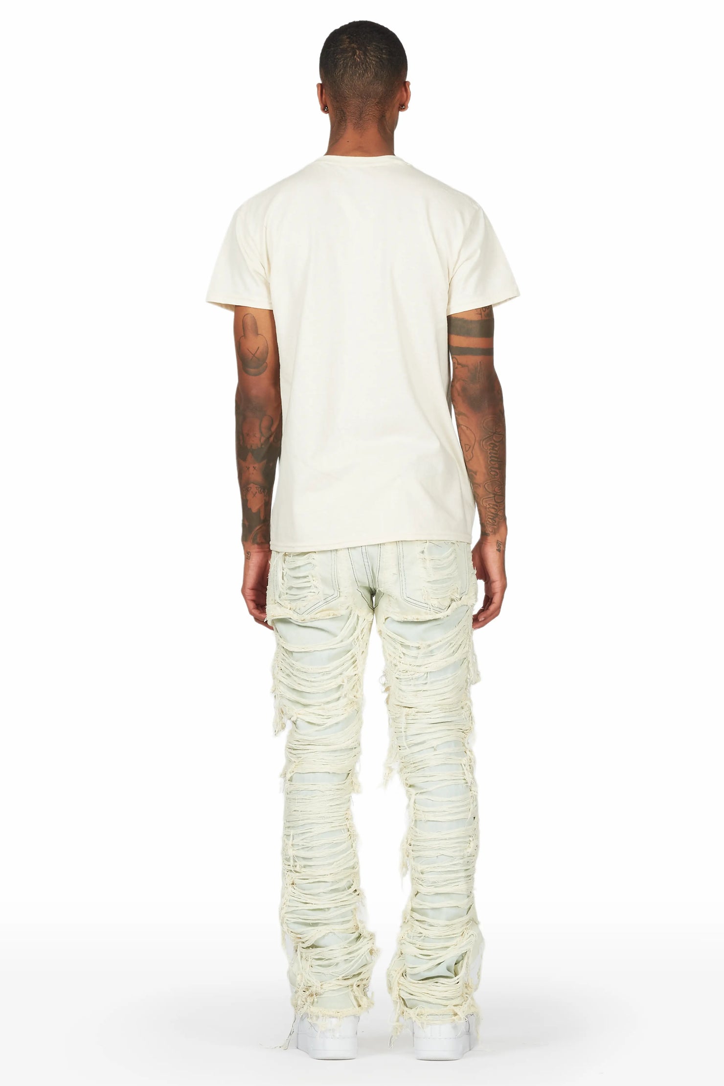 Conrad Light Blue Stacked Flare Jean