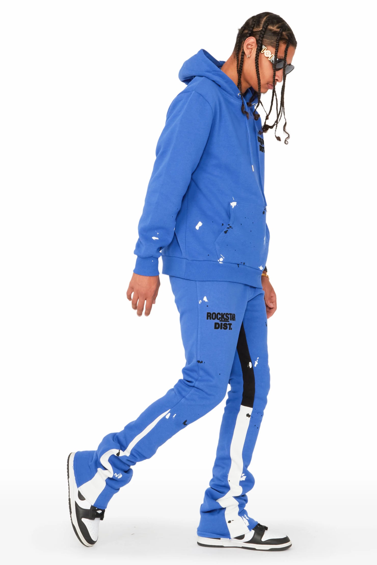 Jaco Royal Blue Hoodie Stacked Flare Pant Track Set