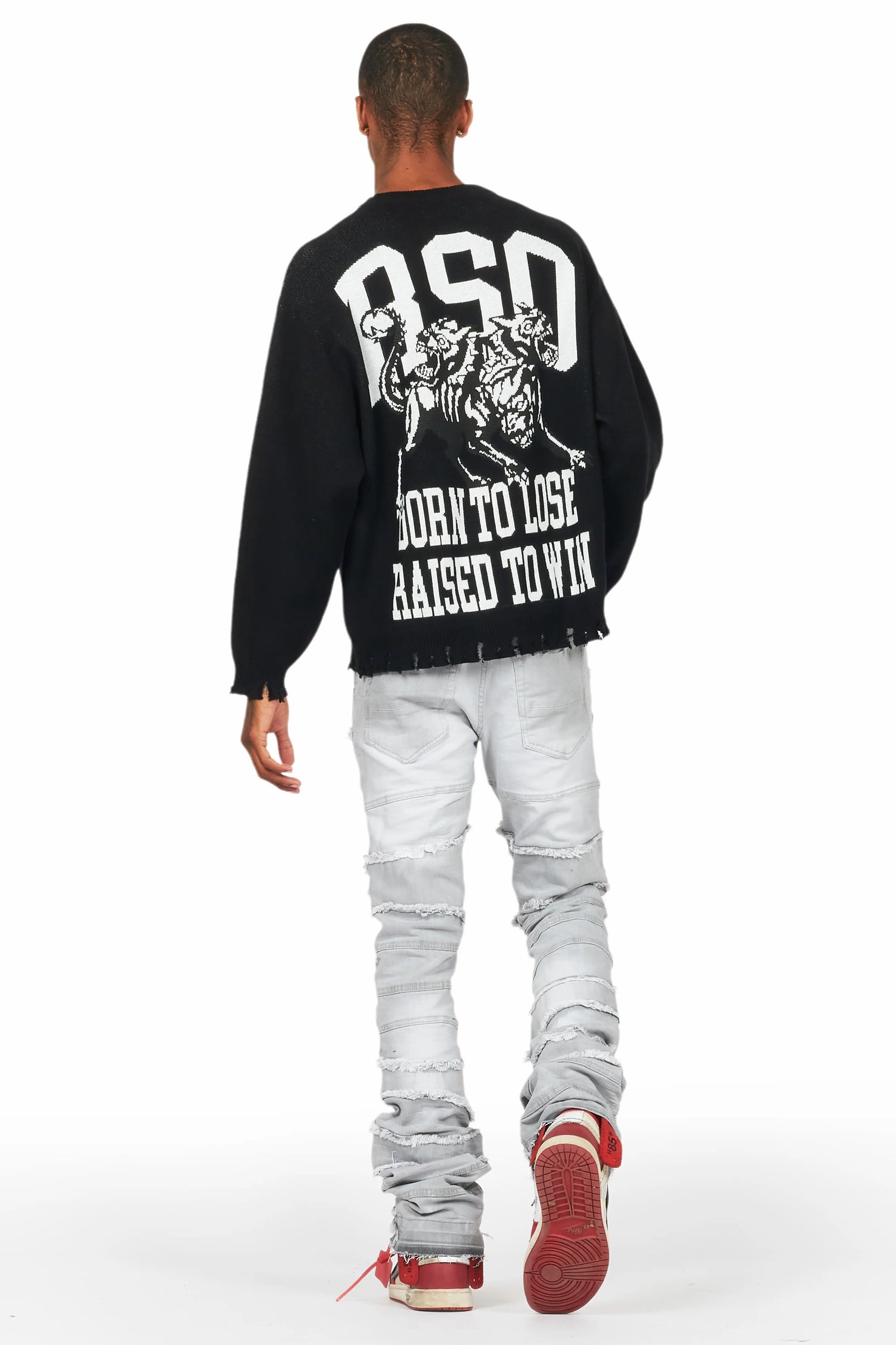 Franko Light Grey Stacked Flare Jean