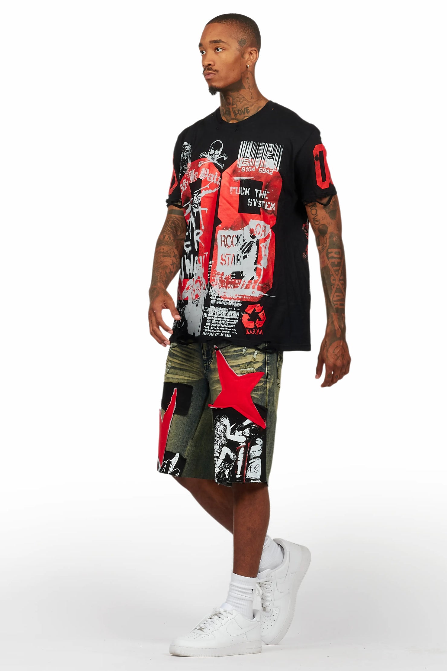 Grill Black/Tint T-Shirt/Denim Short Set