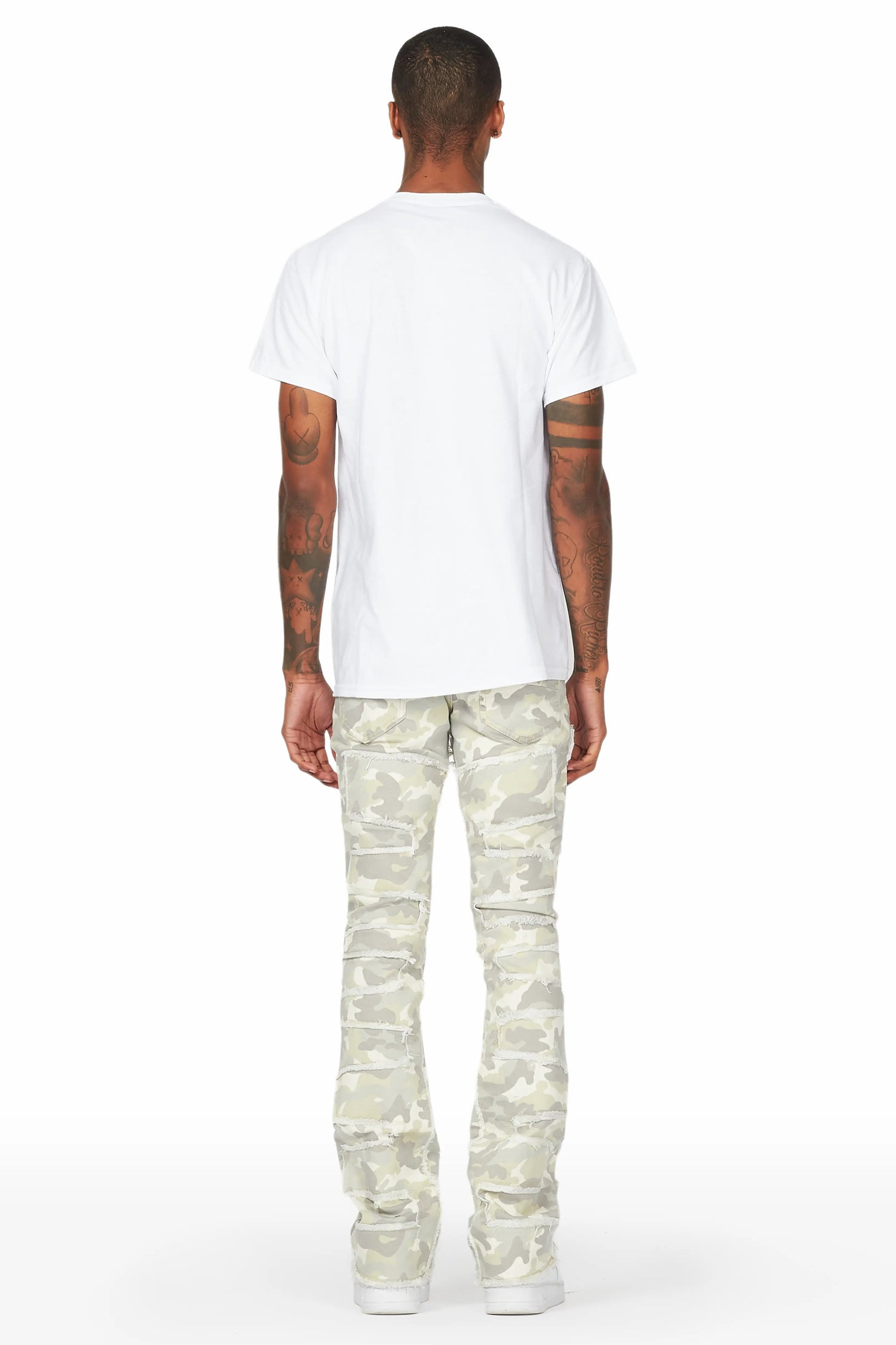 Shake Light Camo Stacked Flare Jean