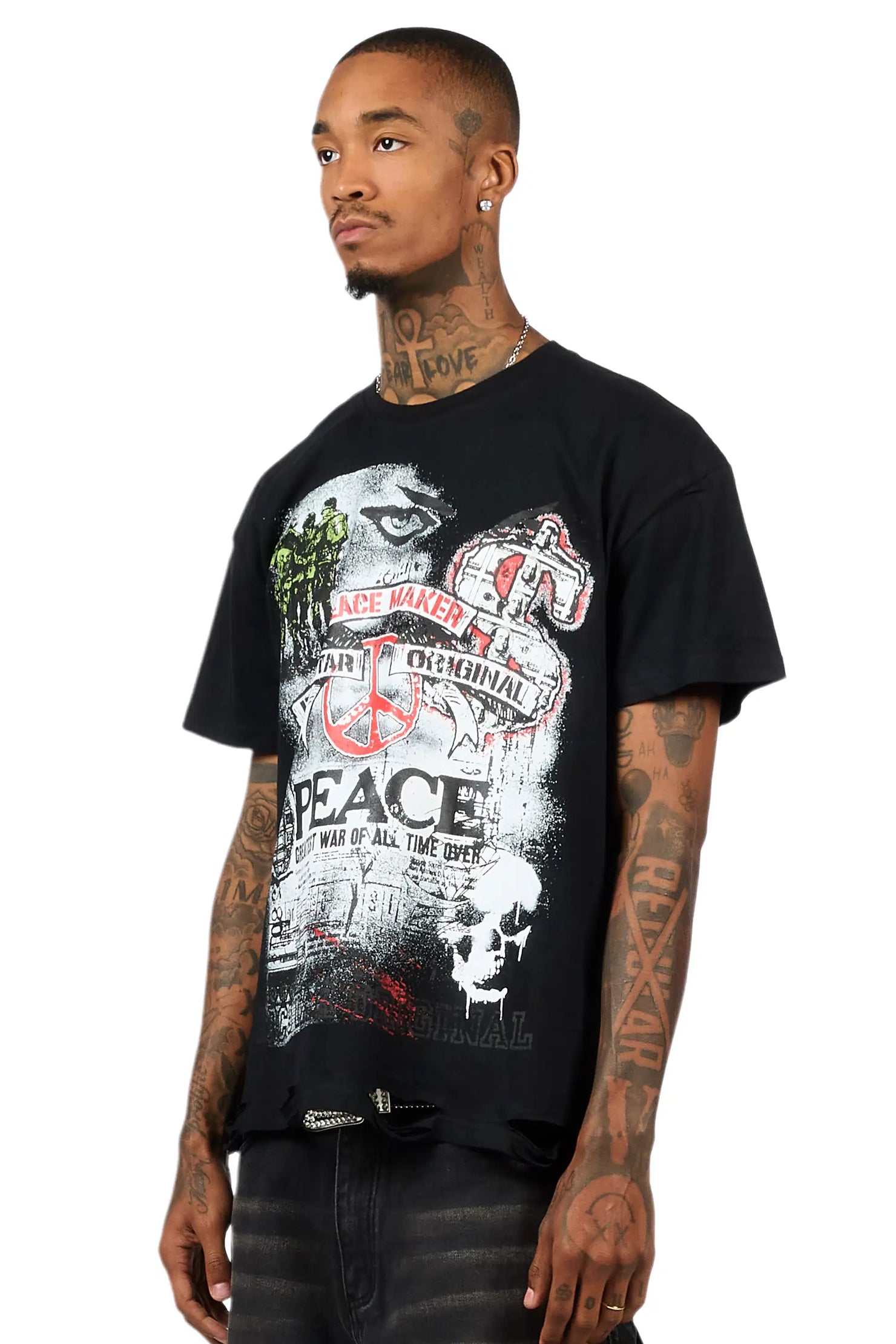 Saeko Black Oversized Graphic T-Shirt
