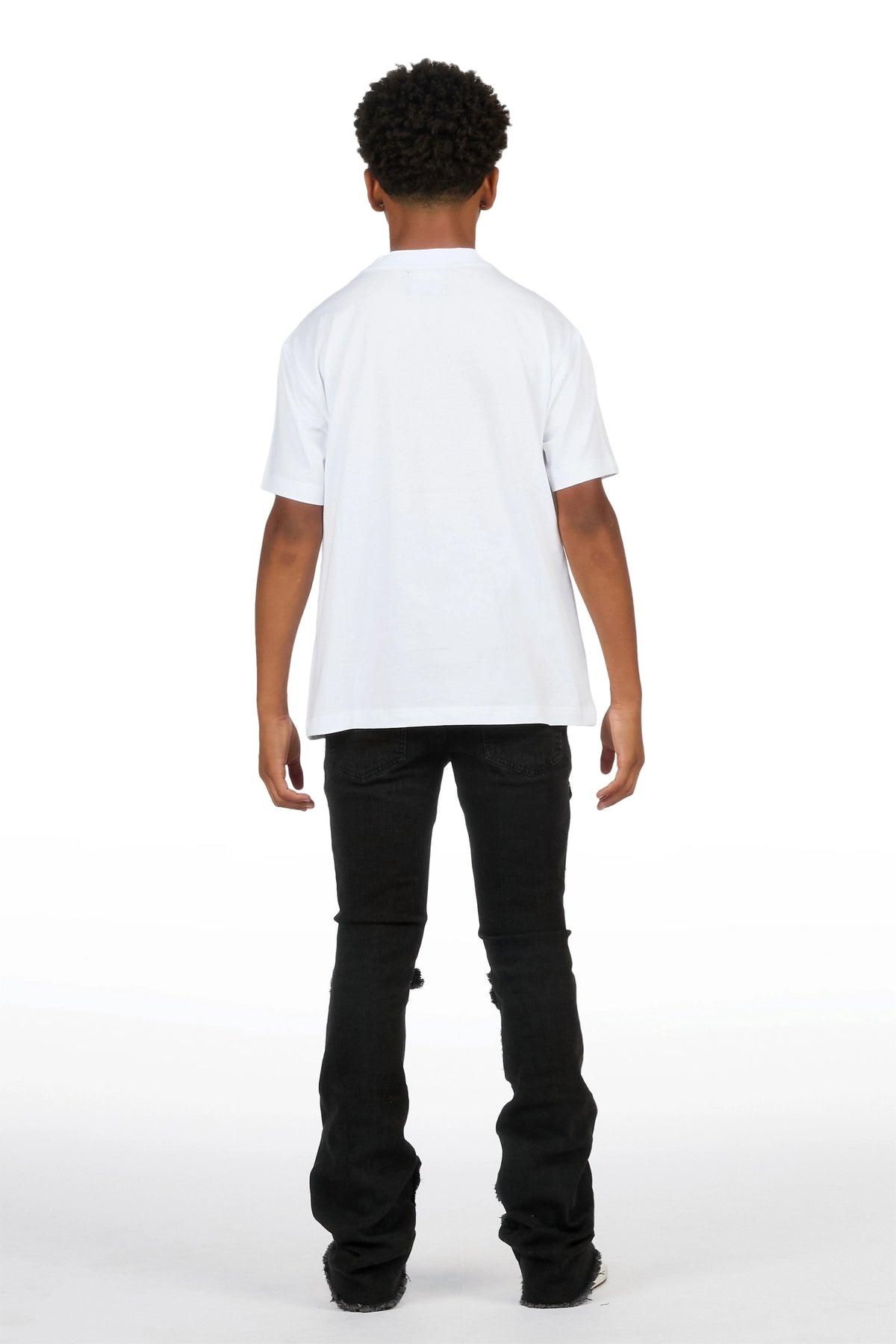 Boys Leonardo Black Stacked Flare Jean