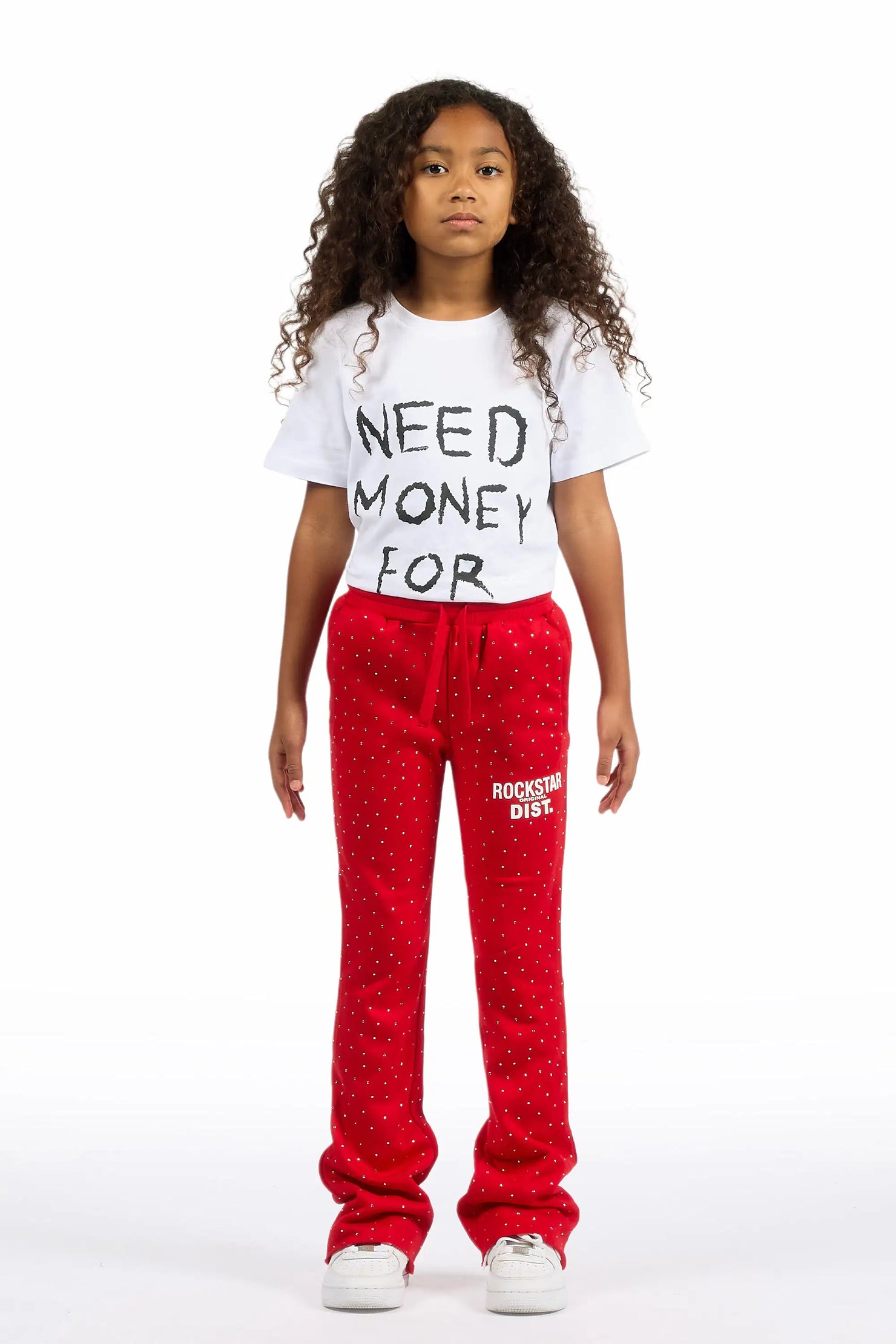 Girls Juliana Rhinestone Red Track Pant