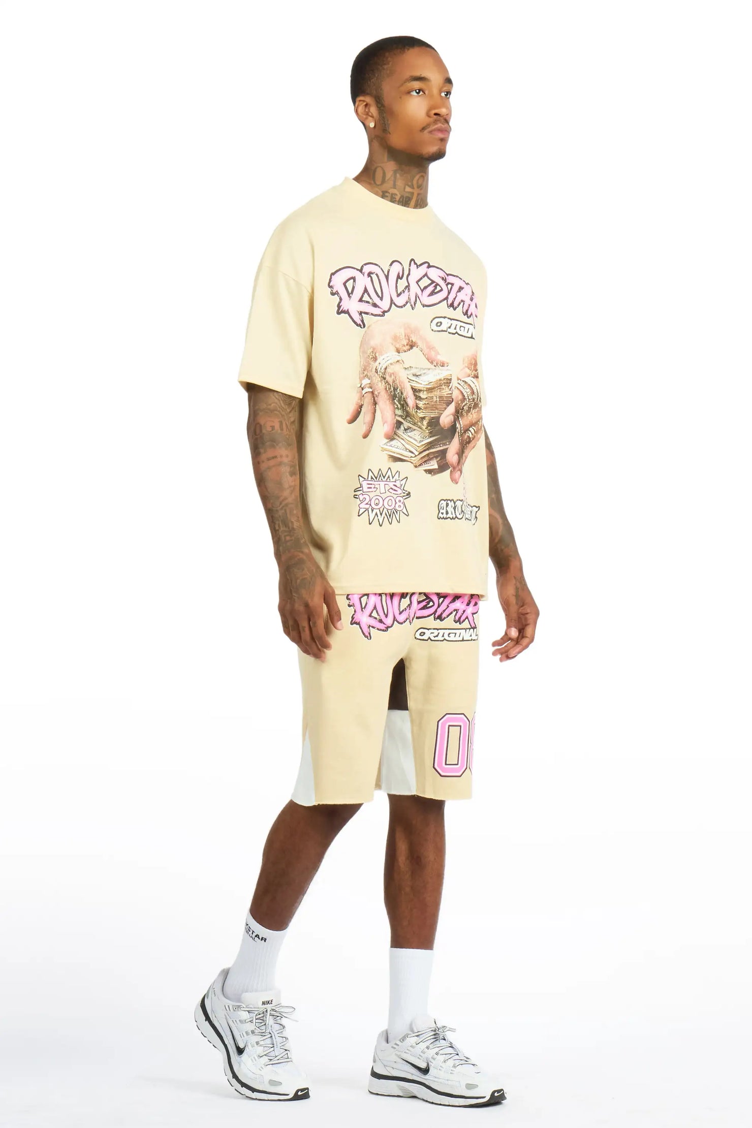 Madhur Beige/Pink T-Shirt/Short Set