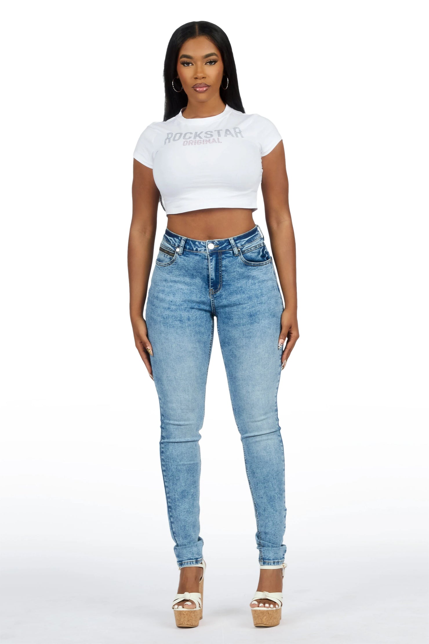 Keshona Light Wash High Rise Stretch Skinny Jean