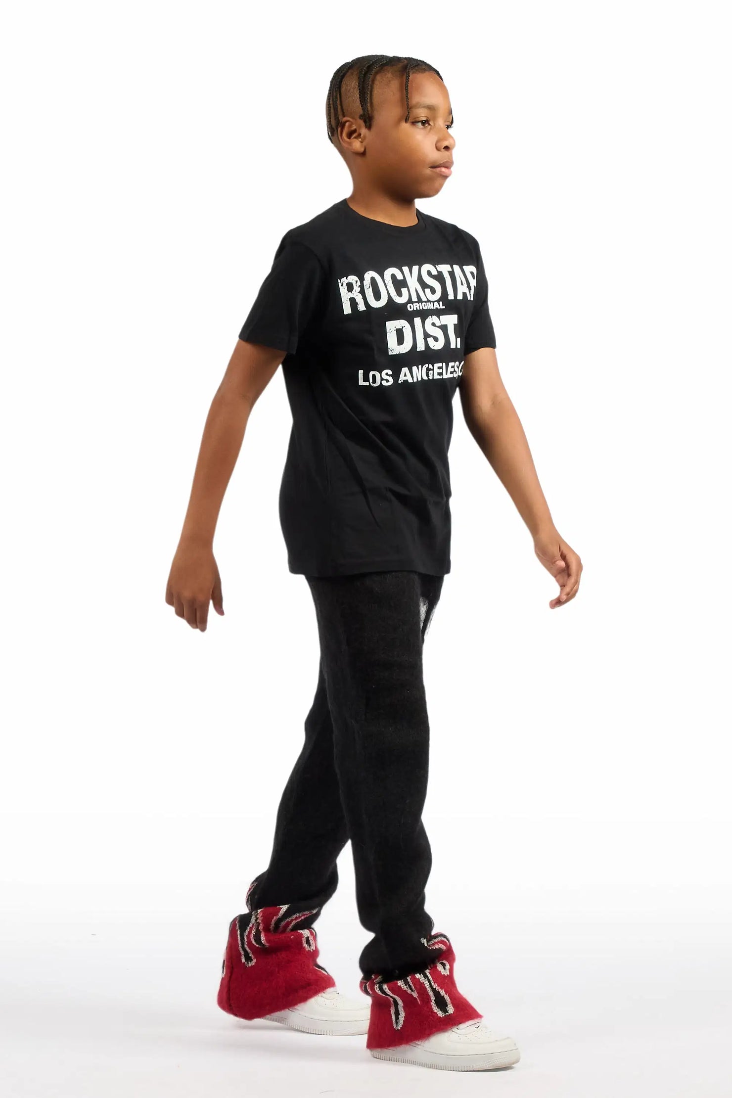 Boys Holger Black/Red Graphic Stacked Flare Mohair Track Pant