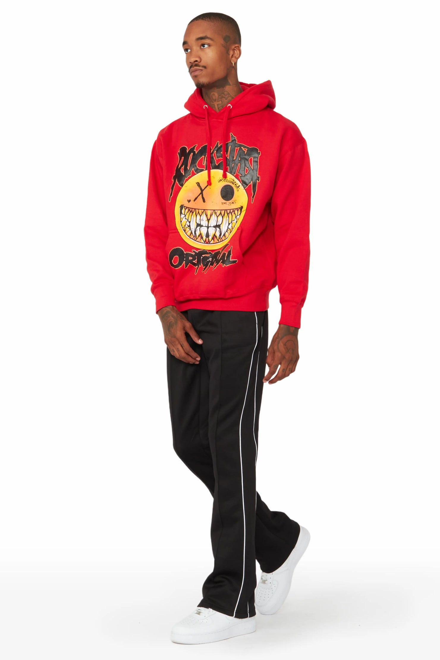 Fraust Red/Black Graphic Hoodie Track Pant Set