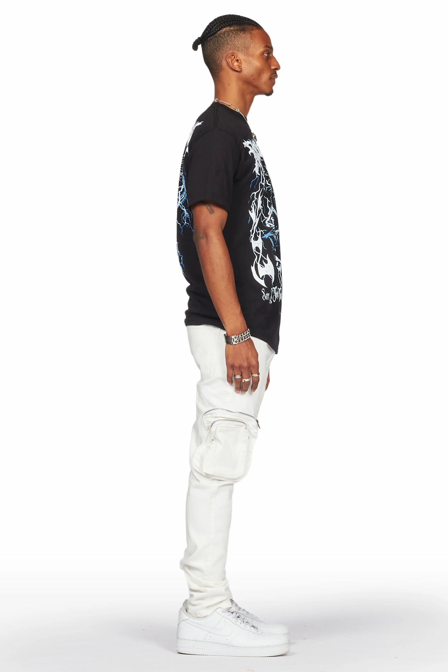 Garren Cream Skinny Fit Cargo Jean