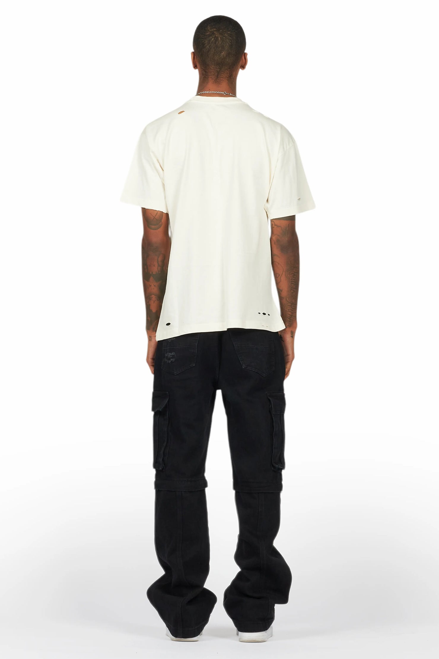 Basic Rockstar Vintage Sand Oversized Distressed Plain T-Shirt