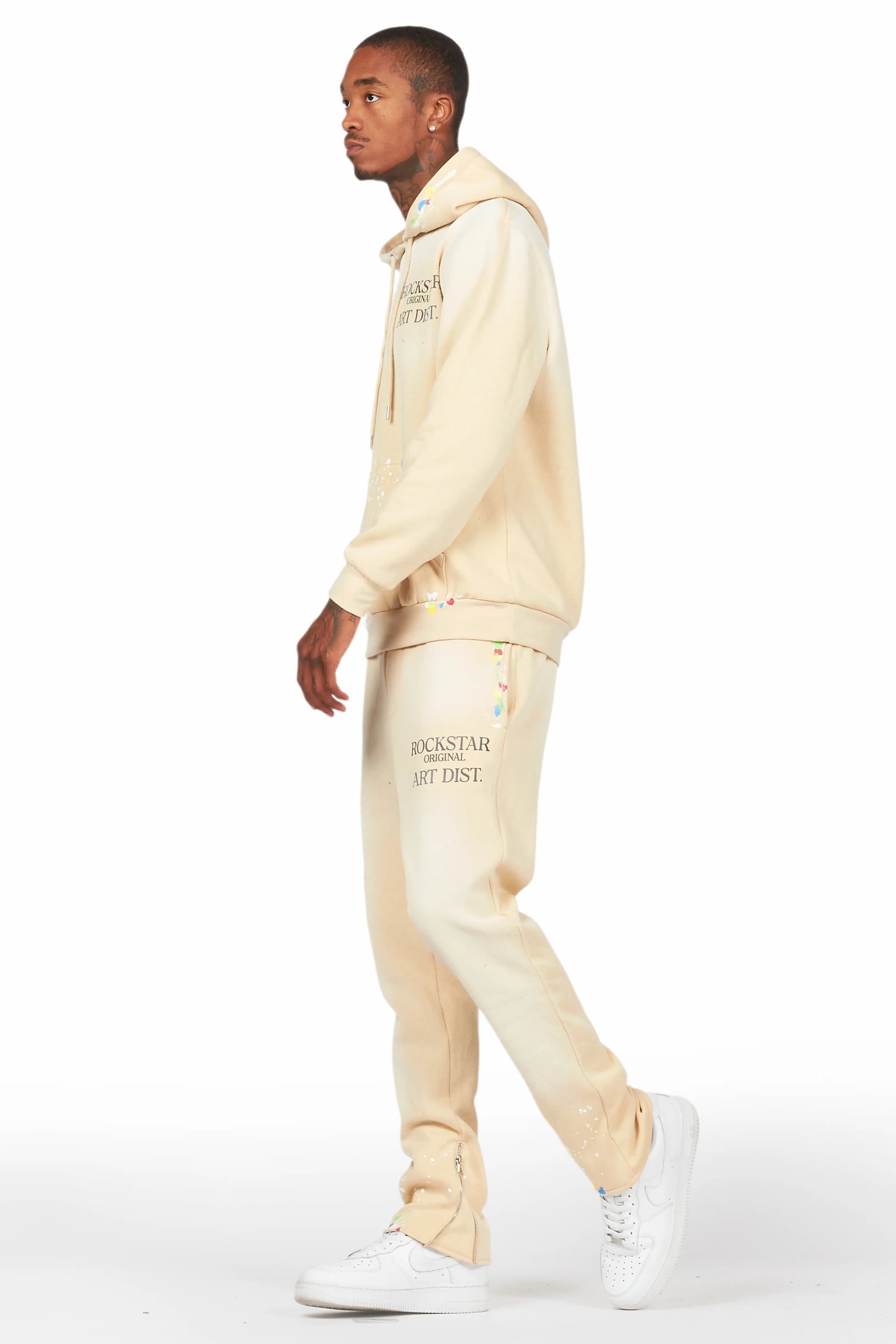 Rockstar Art Dist. Beige Slim Fit Track Set