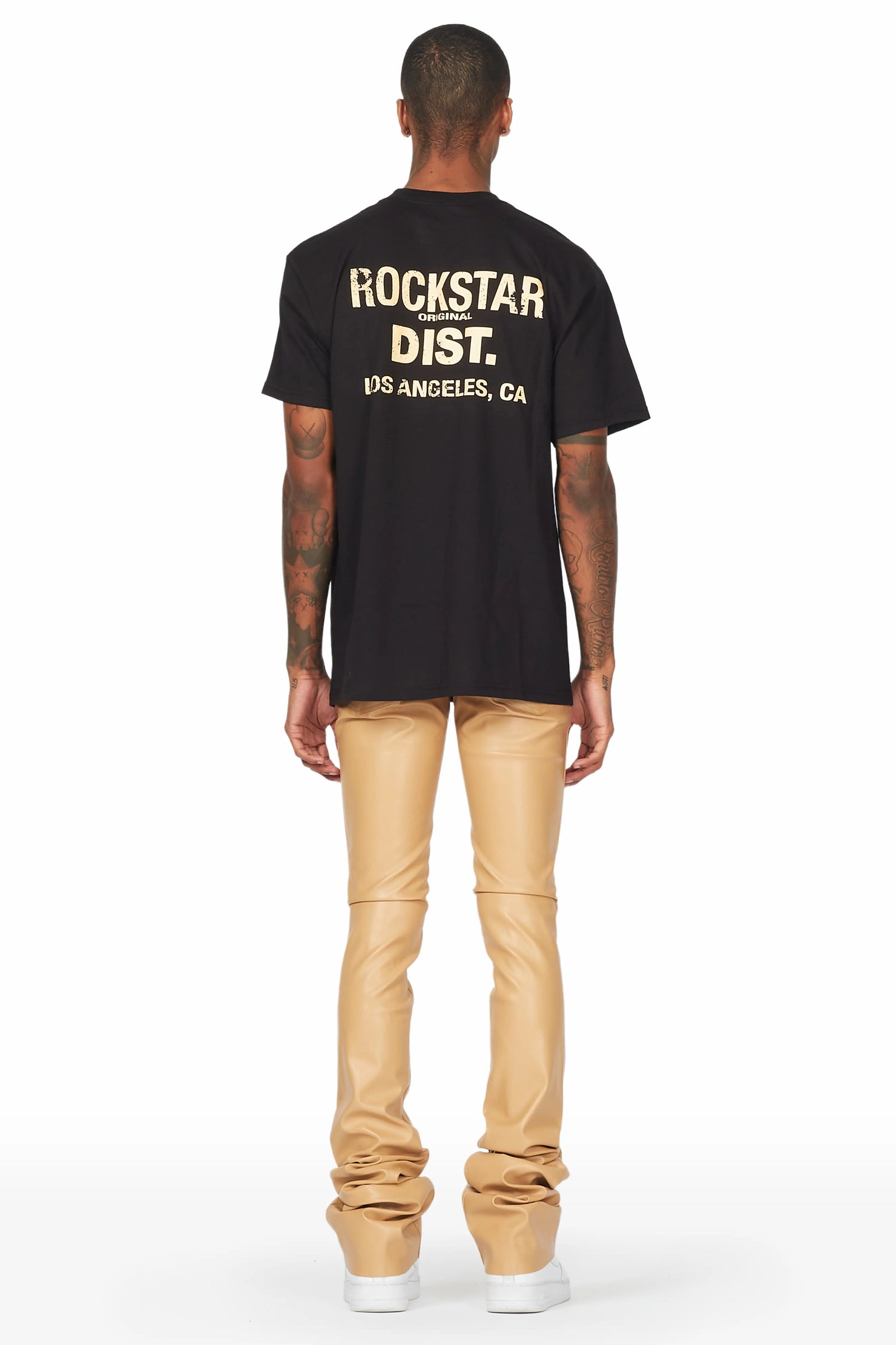 Lake Black T-Shirt & Ricky Tan PU Super Stacked Jean Bundle