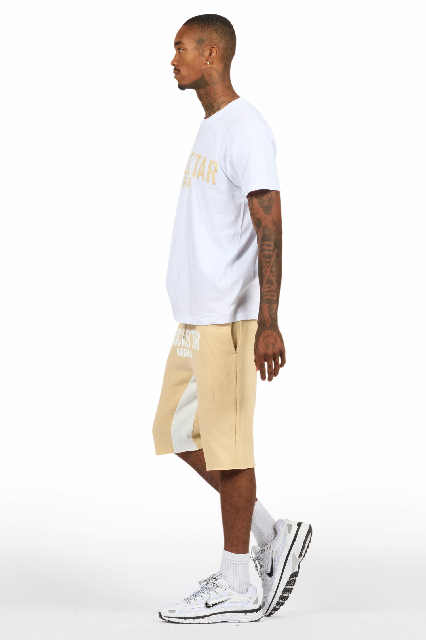 Sana White/Beige T-Shirt Short Set