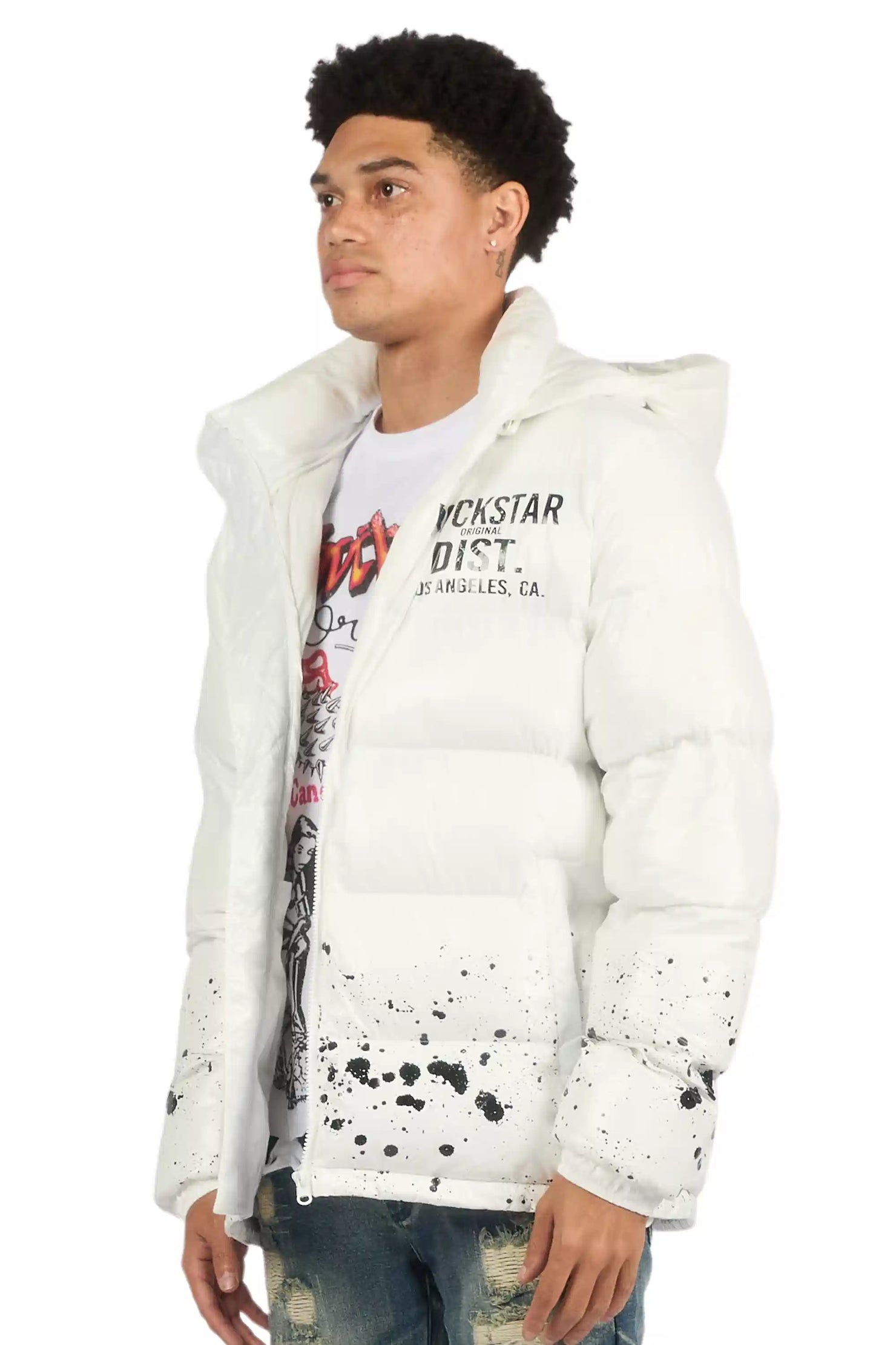 Raffer White Heavy Puffer Jacket