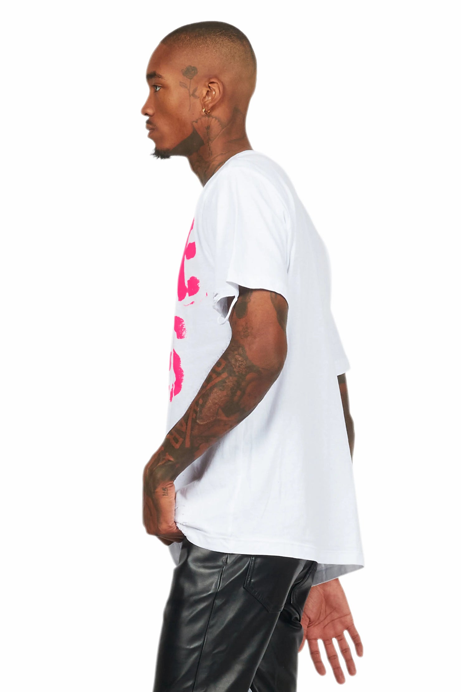 Banyan White/Pink Graphic Oversized T-Shirt