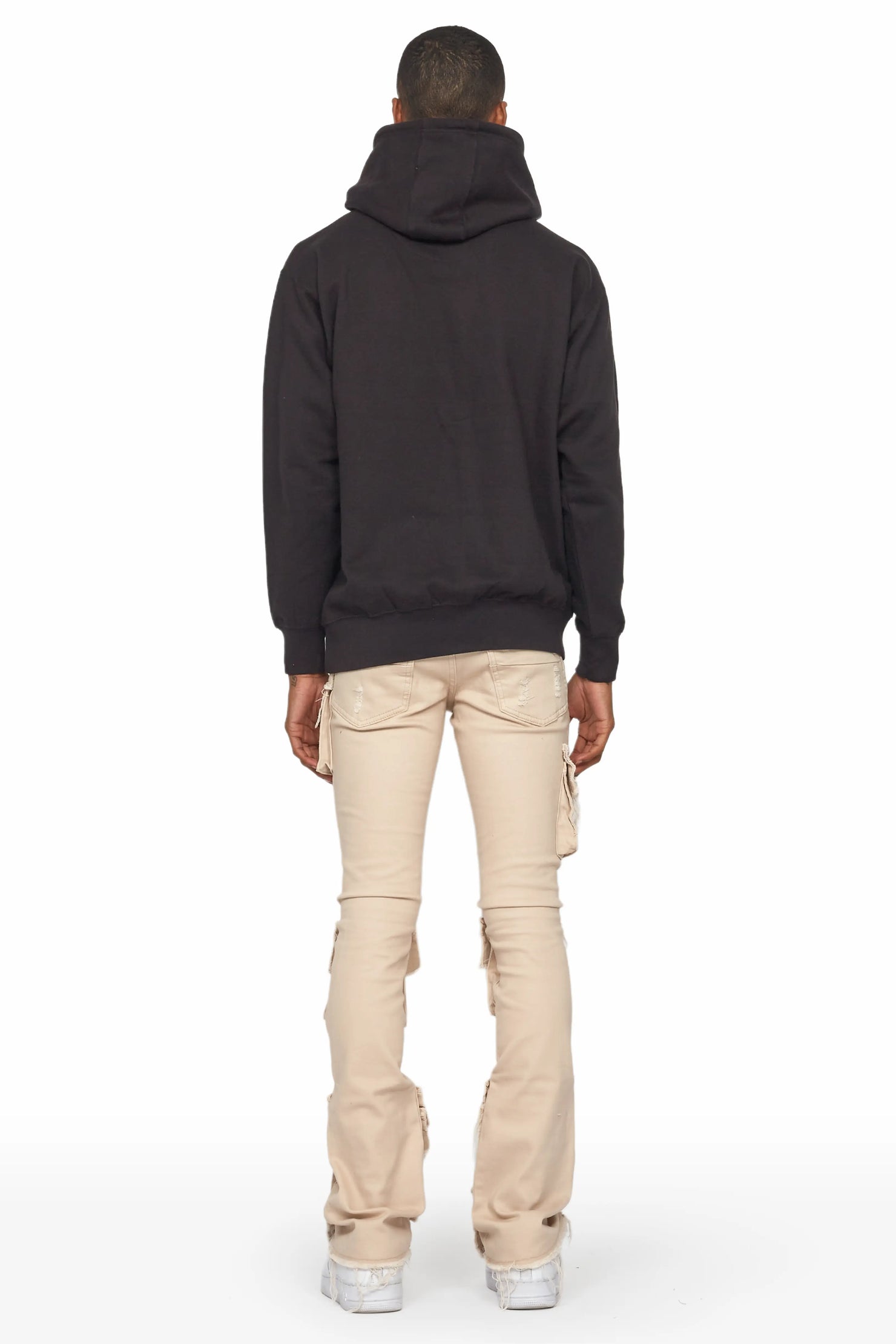 Zander Beige Stacked Flare Cargo Jean
