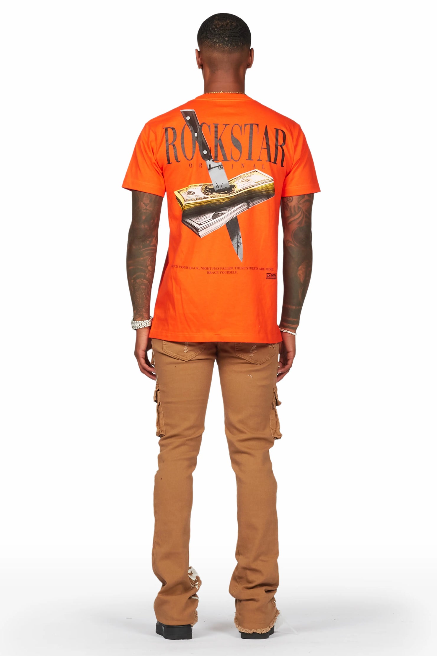 Galeno Tan Painter Stacked Flare Jean