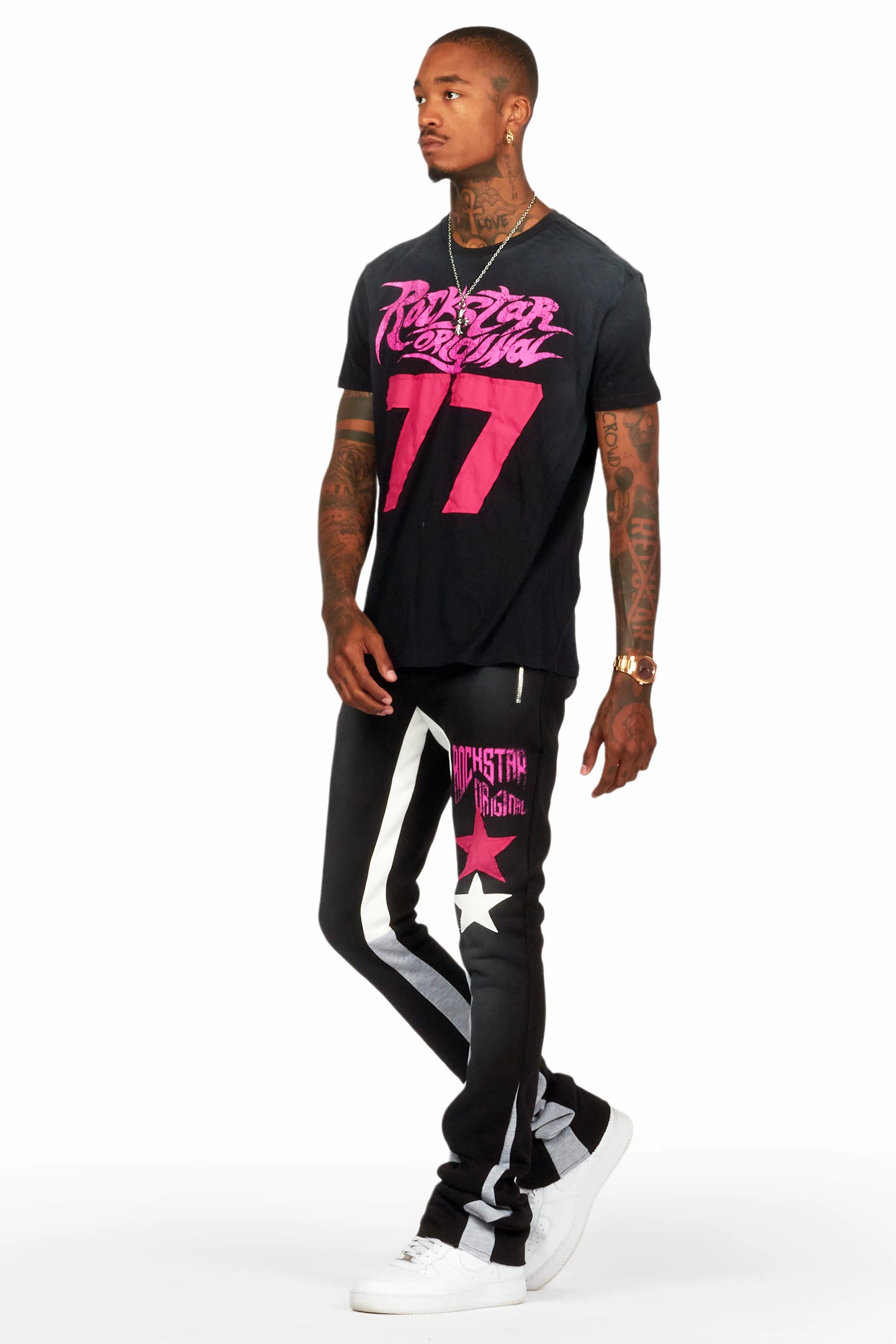 Fone Black T-Shirt/Super Stacked Flare Track Set