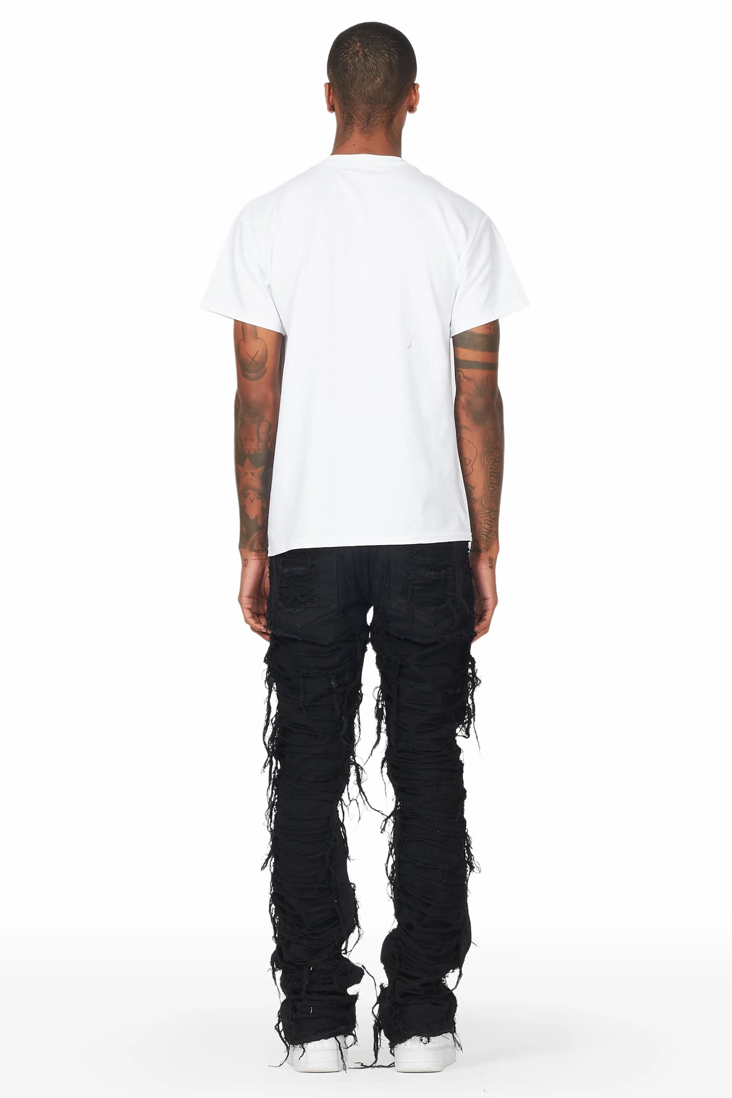 Conrad Jet Black Stacked Flare Jean