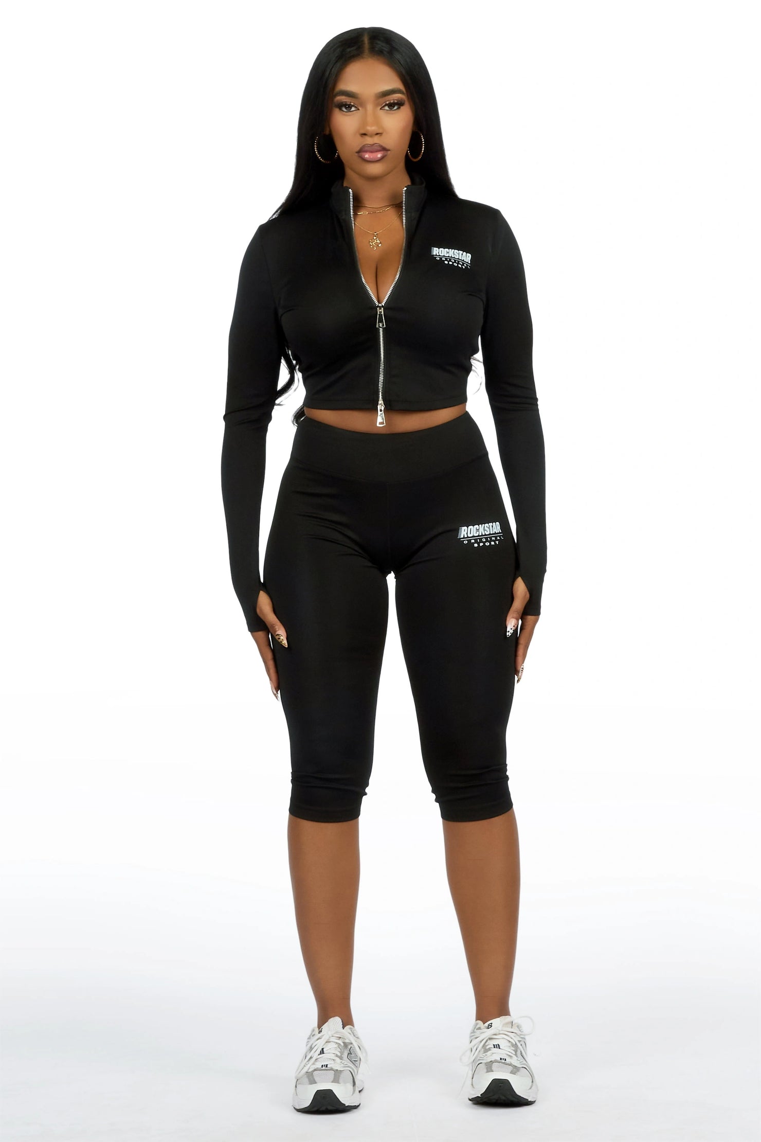 Annalisha Black Capri Active Set