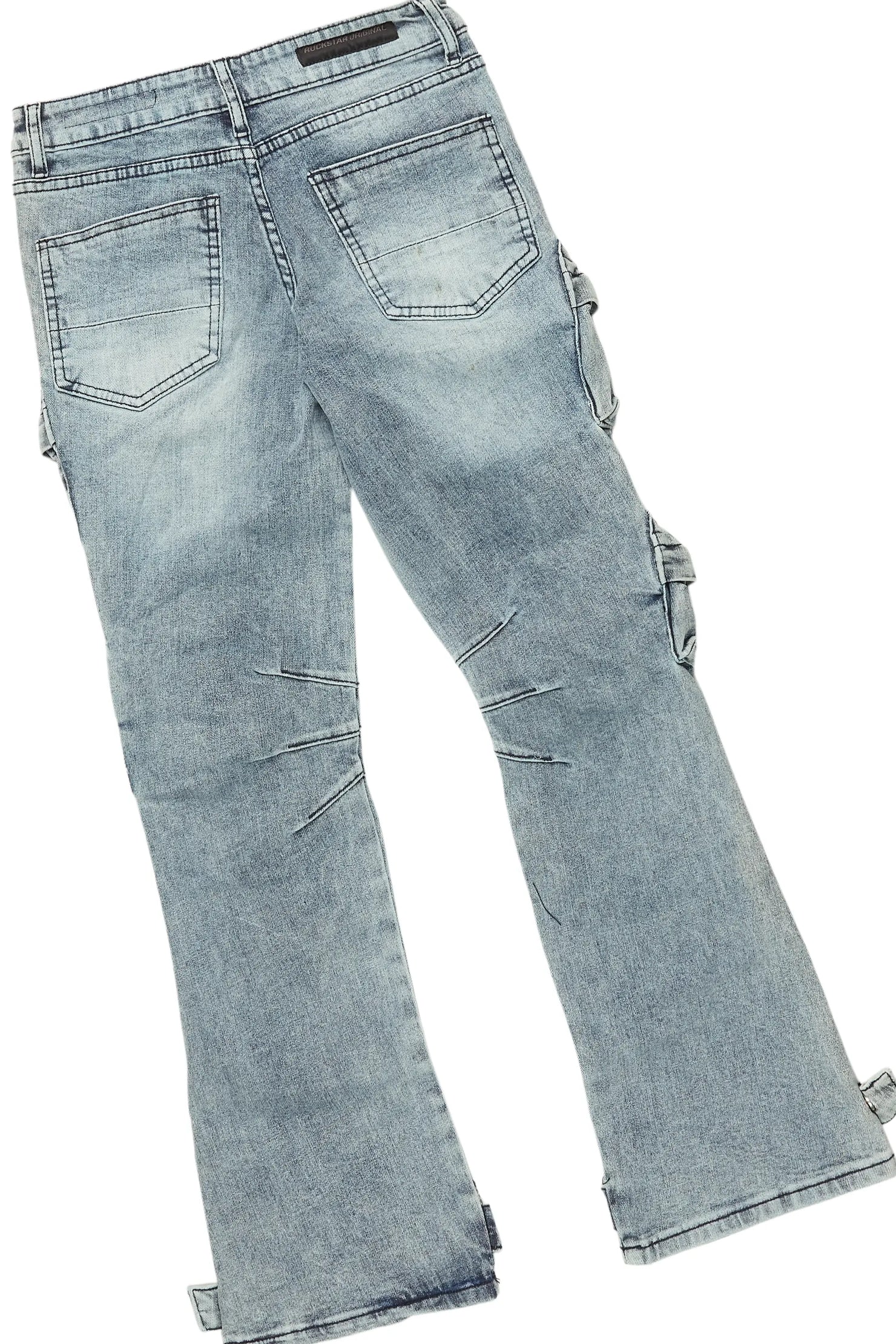 Boys Boaz Heather Grey Hoodie/Stacked Flare Jean Set