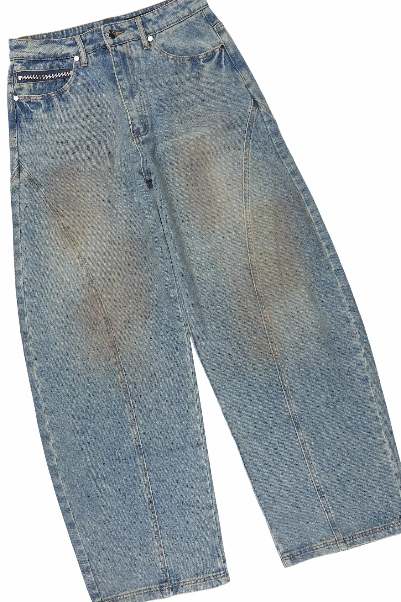 Lake White/Dirty Blue Graphic T-Shirt & Malix Barrel Fit Jean Set