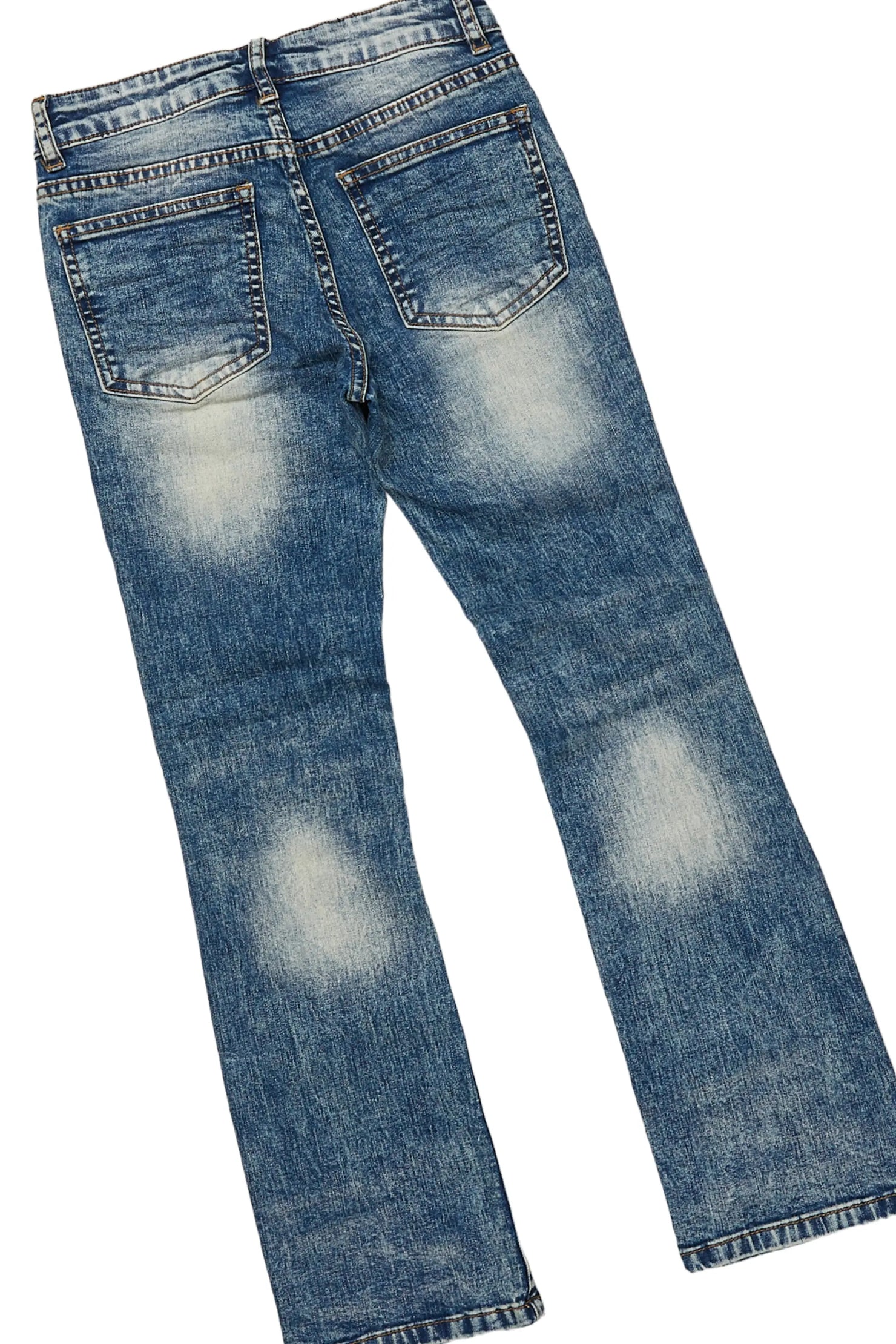 Boys Yasir White/Vintage T-Shirt/Stacked Flare Jean Set